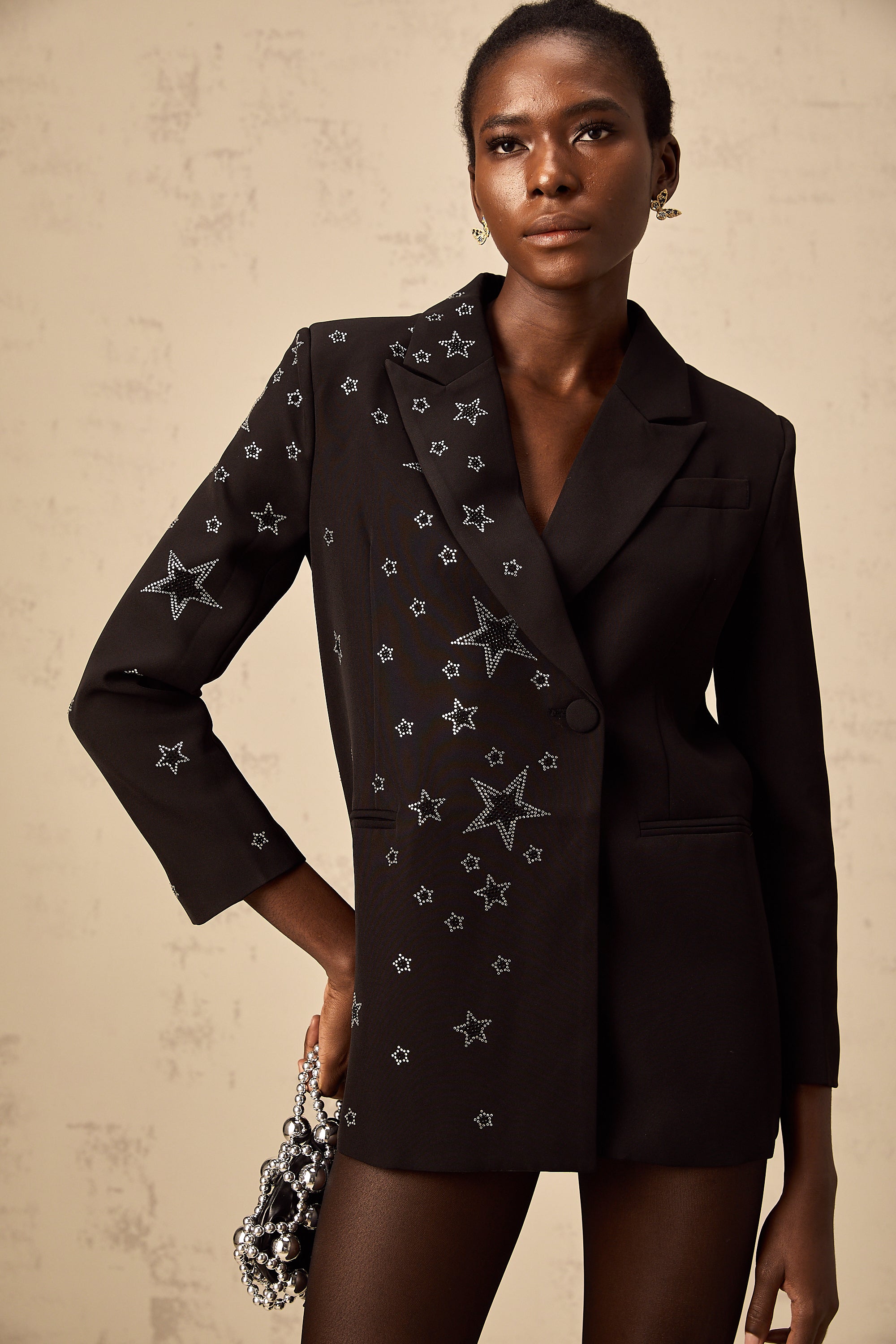 Patricia black star-appliqué blazer