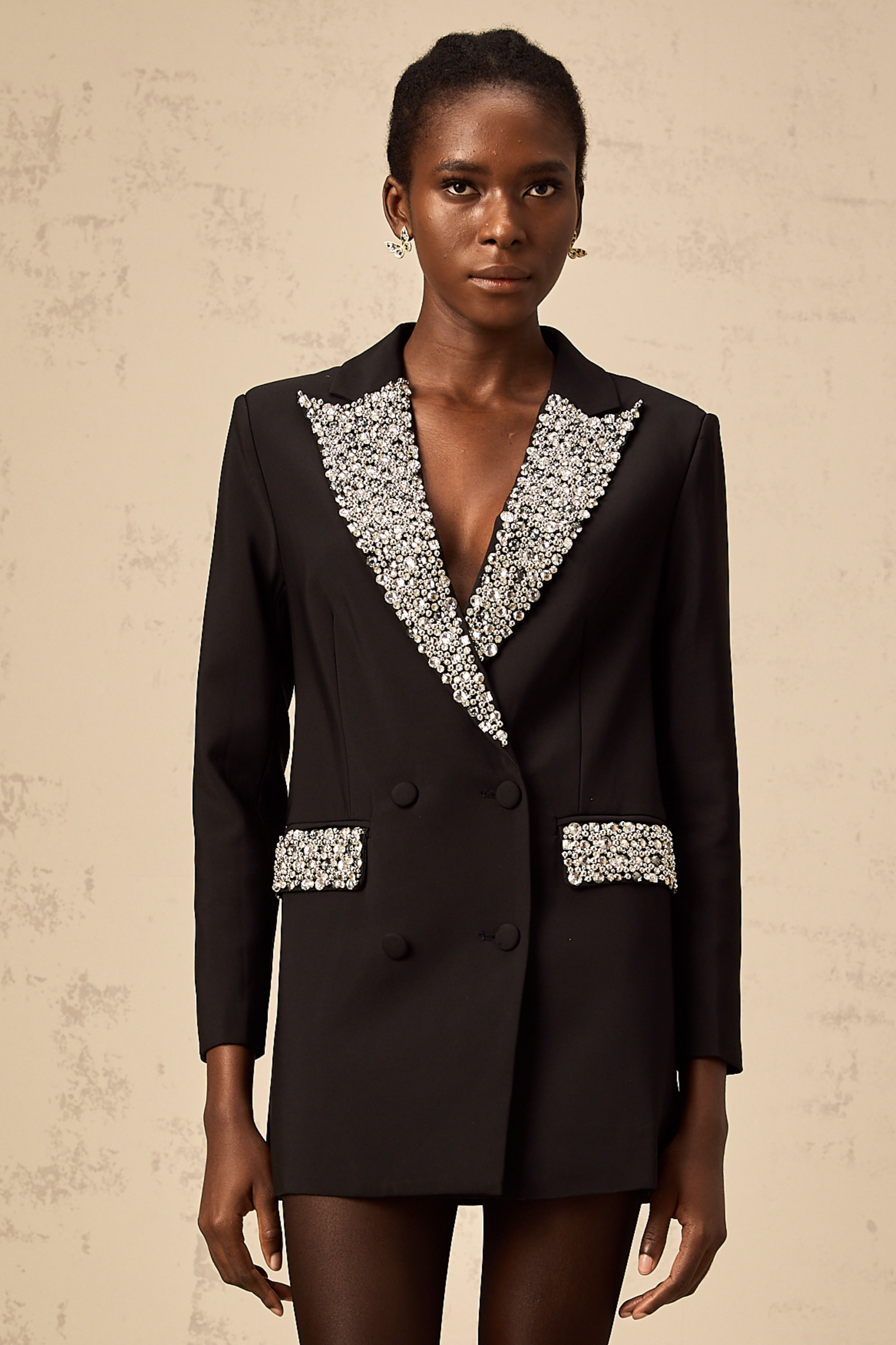 Winifred black crystal-embellished blazer