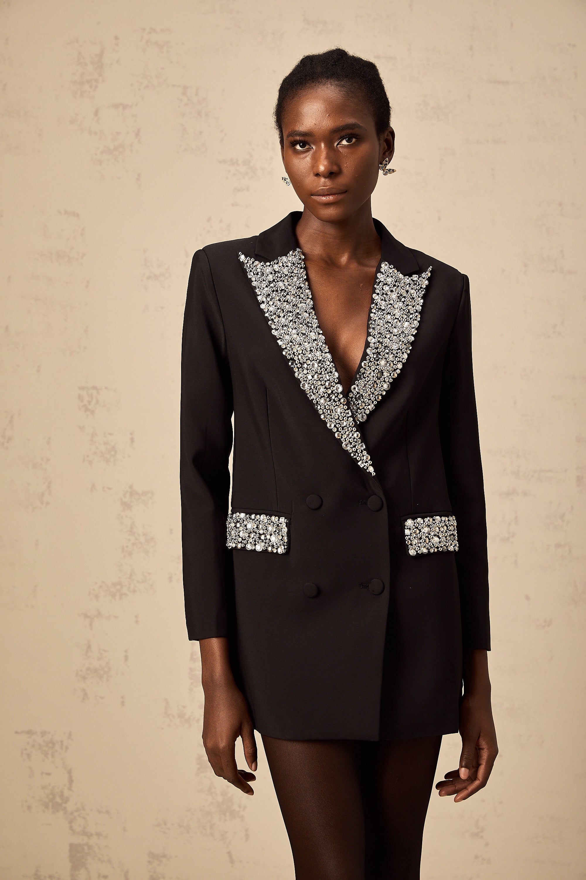 Winifred black crystal-embellished blazer