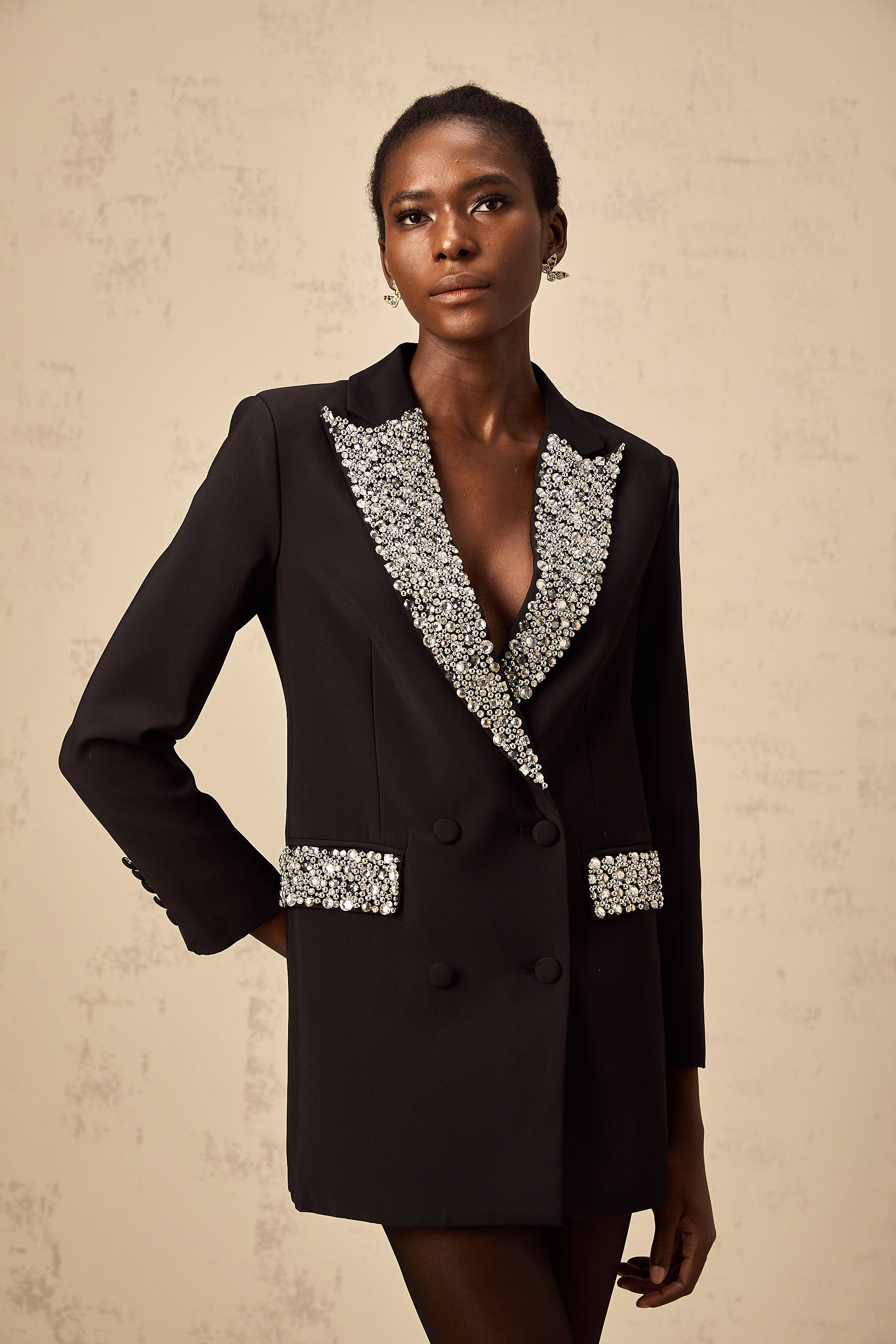 Winifred black crystal-embellished blazer