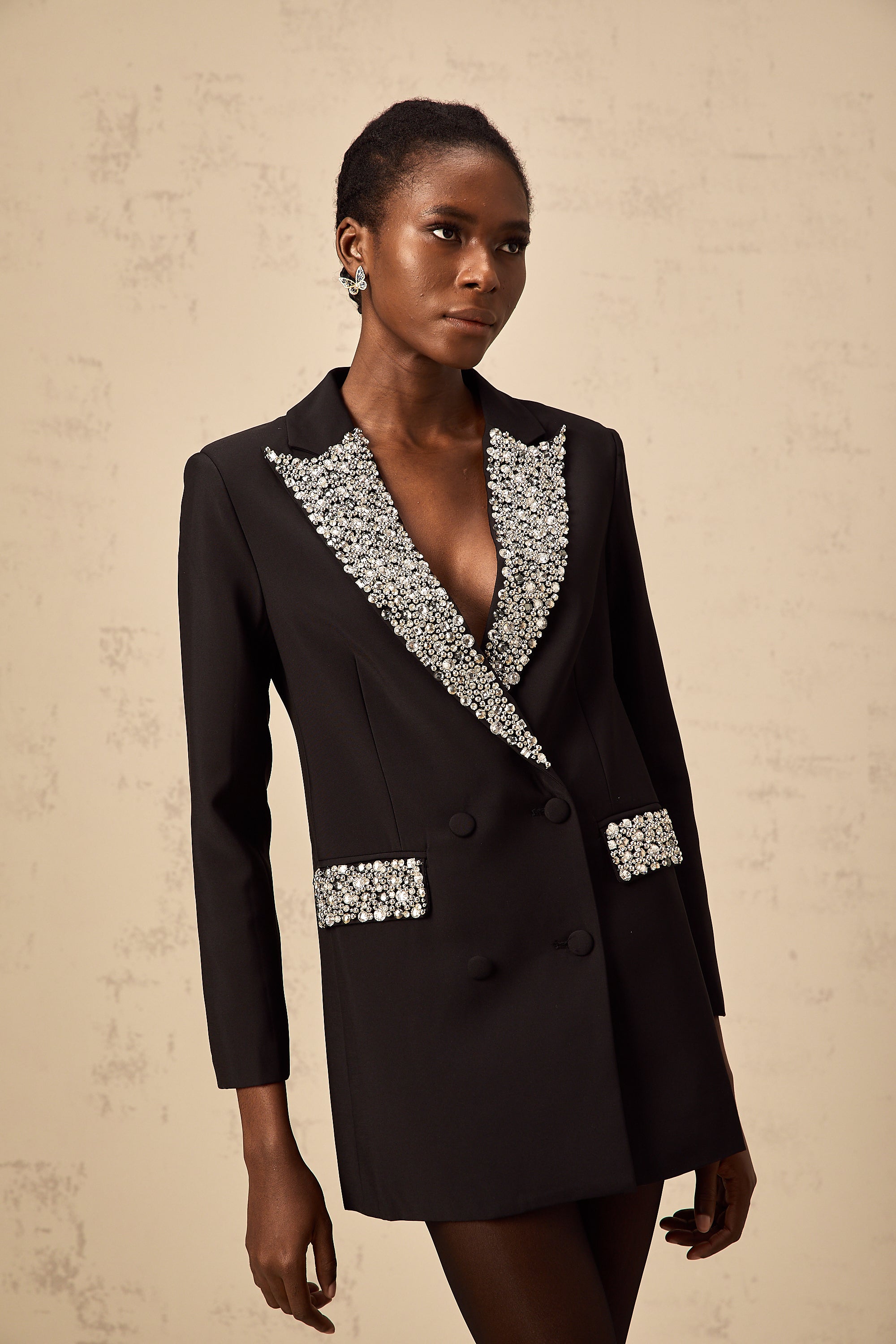 Winifred black crystal-embellished blazer