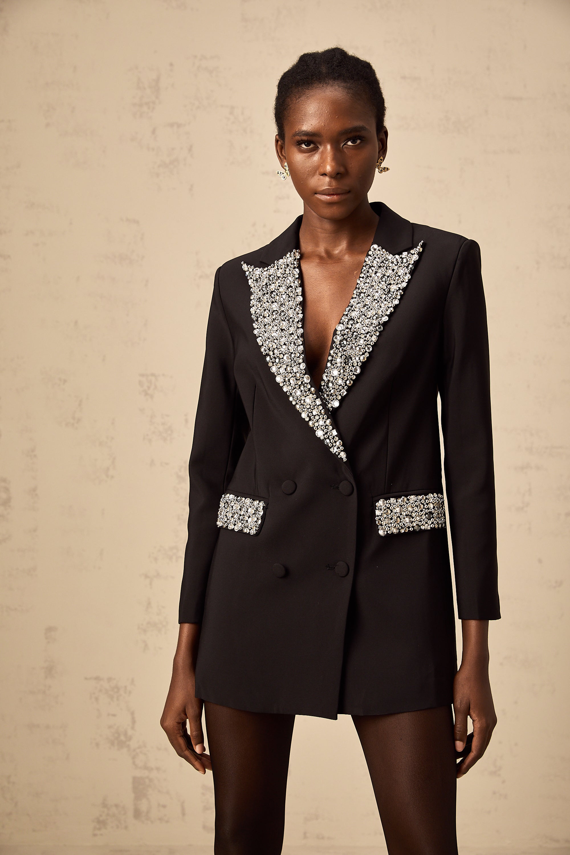 Winifred black crystal-embellished blazer