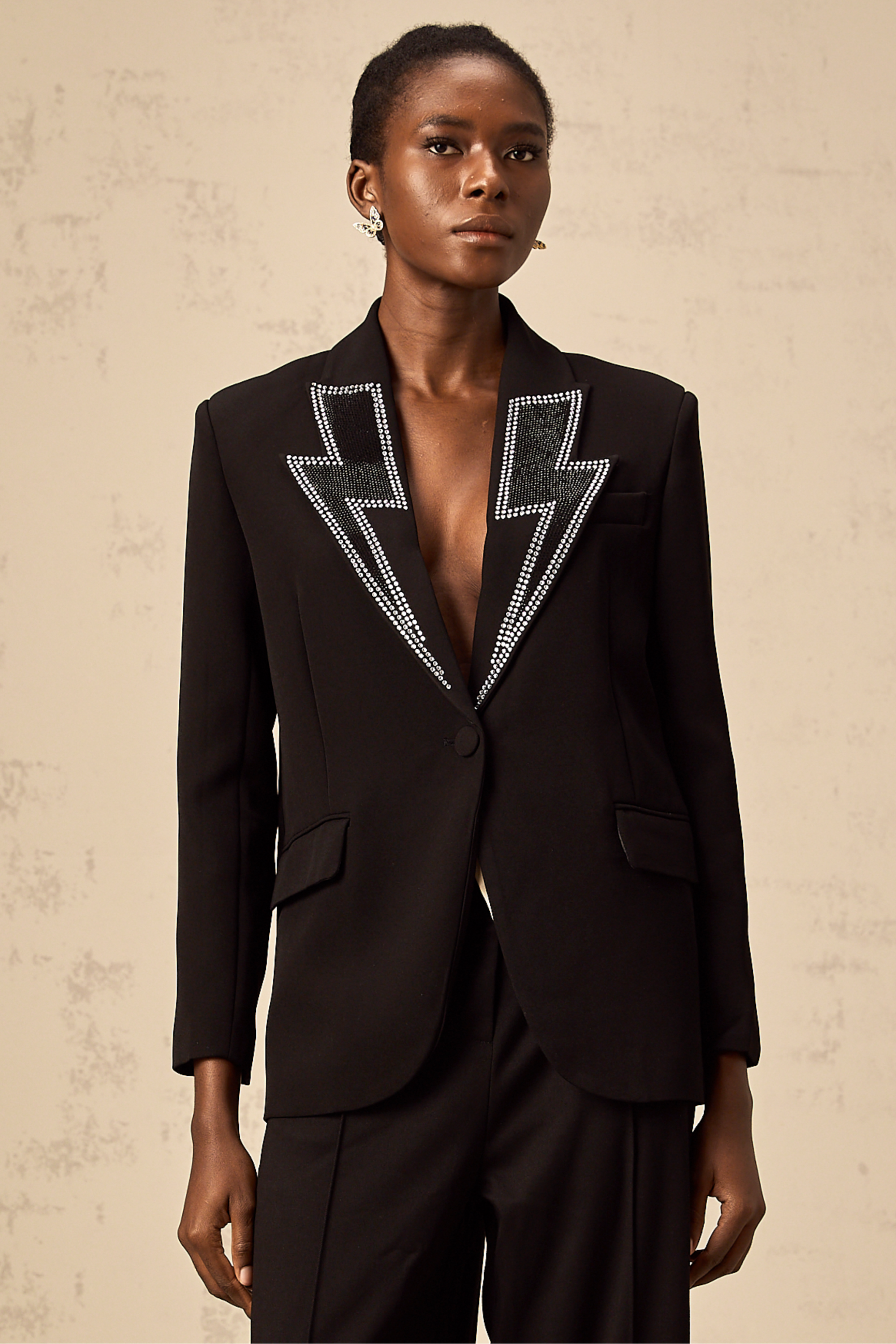 Violeta black crystal-embellished lightning blazer