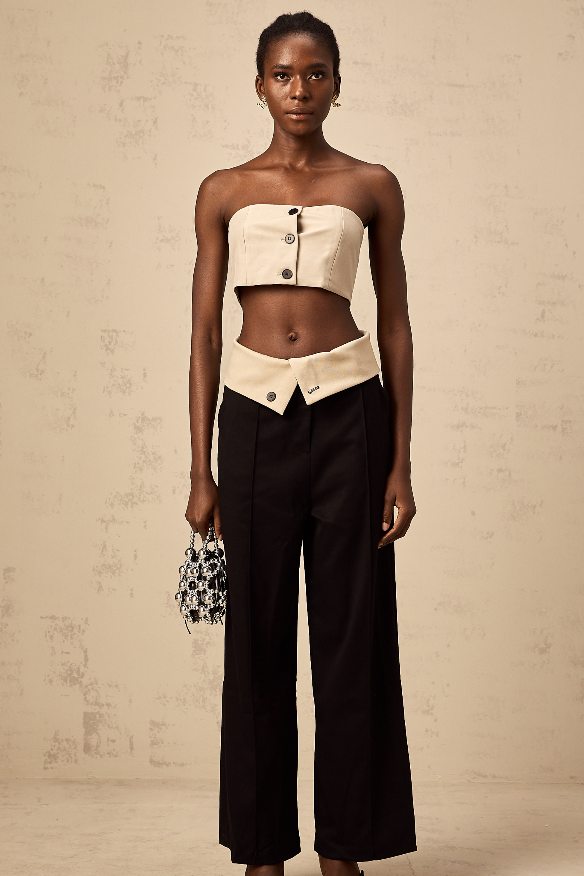 Savage-crop top & trousers matching set