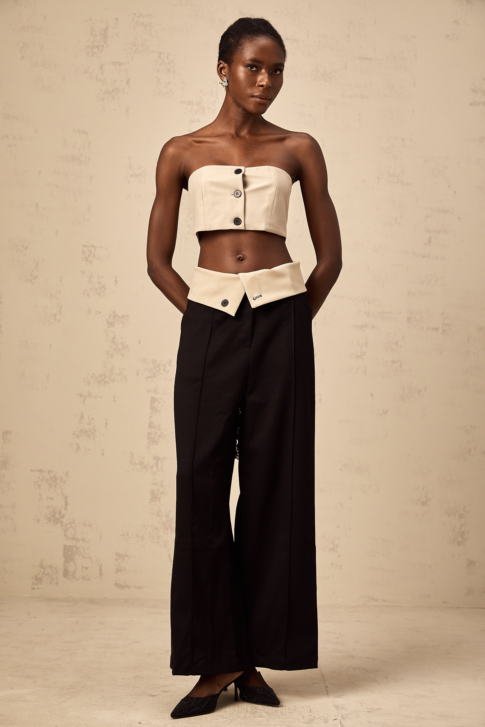 Savage-crop top & trousers matching set