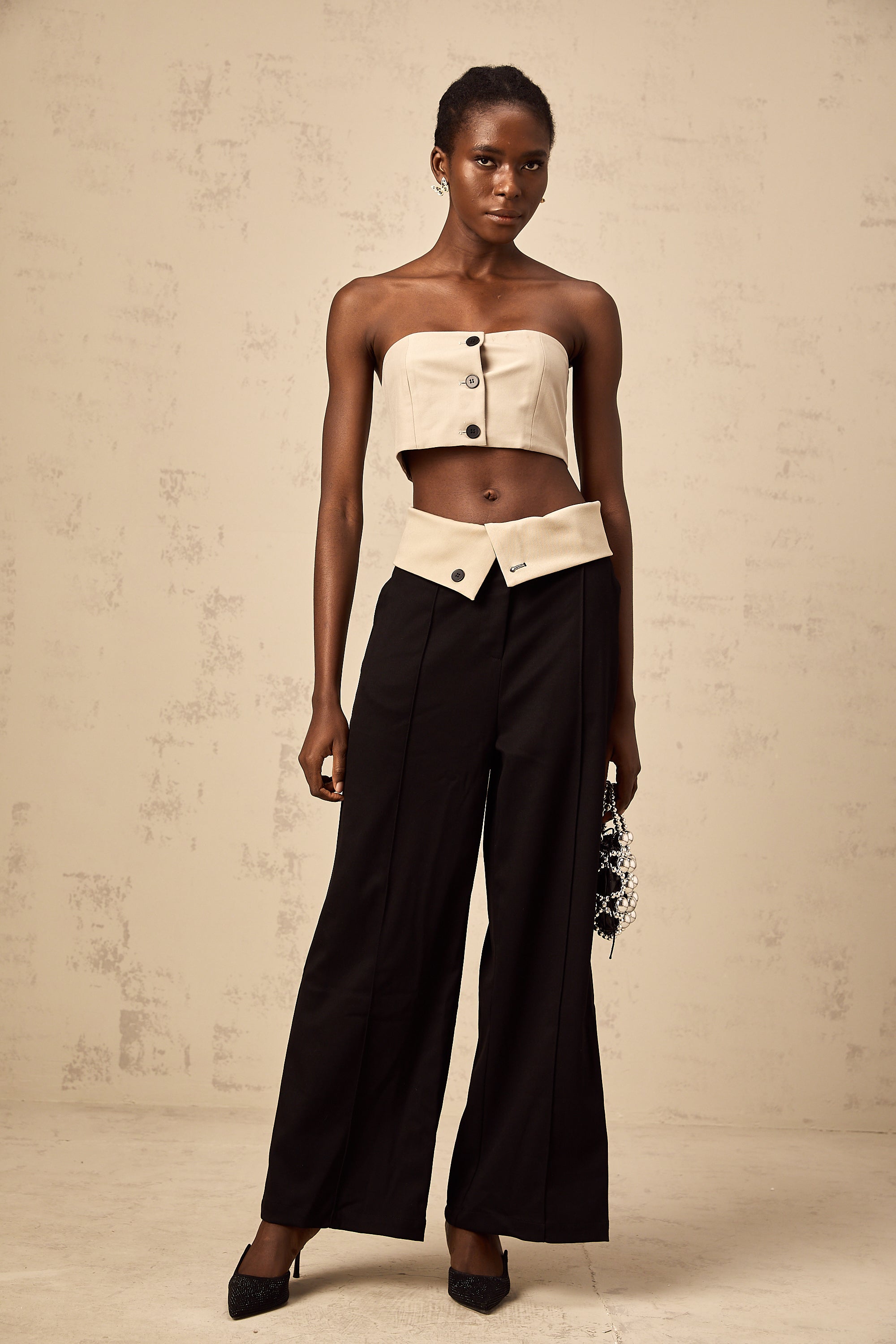 Savage-crop top & trousers matching set