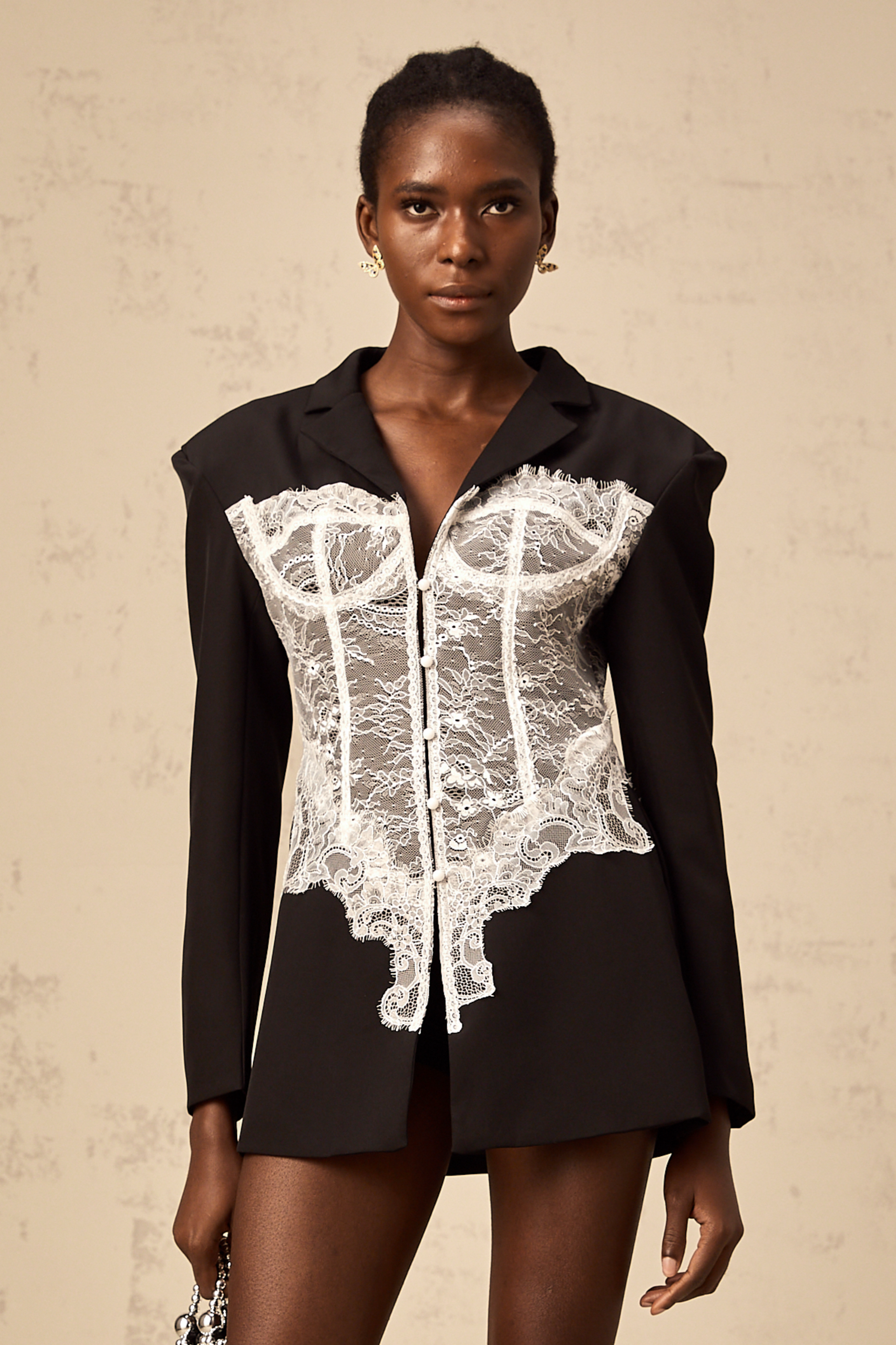 LETICIA ジャケット Alexia color-blocked lace panelled blazer