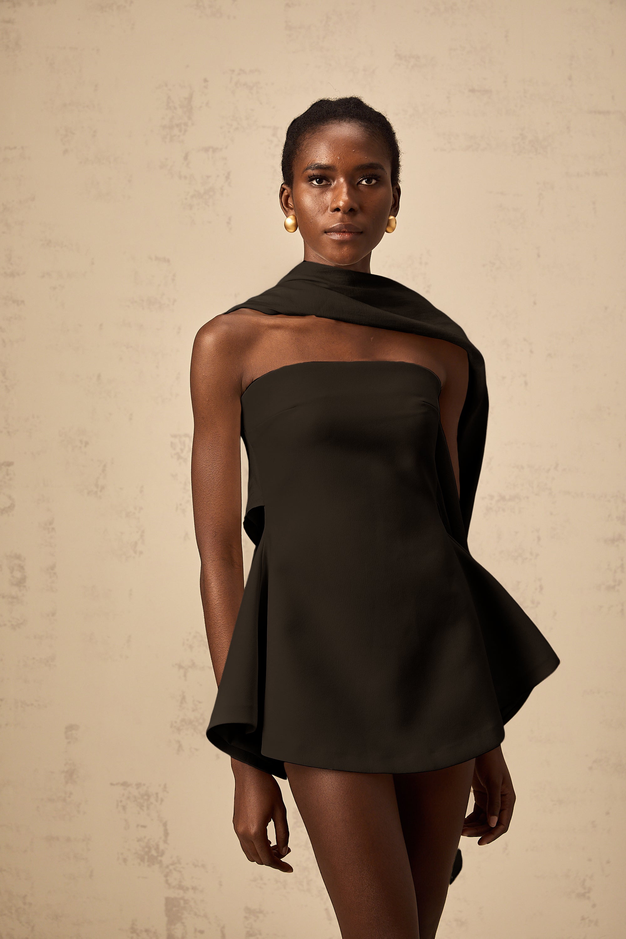 Danaé ribbon-design flared mini dress in Black