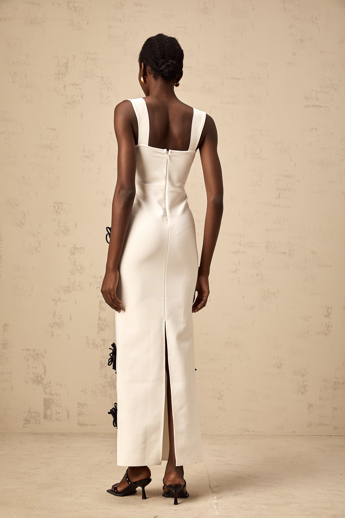 Octavia Floral Applique Backless Maxi Dress