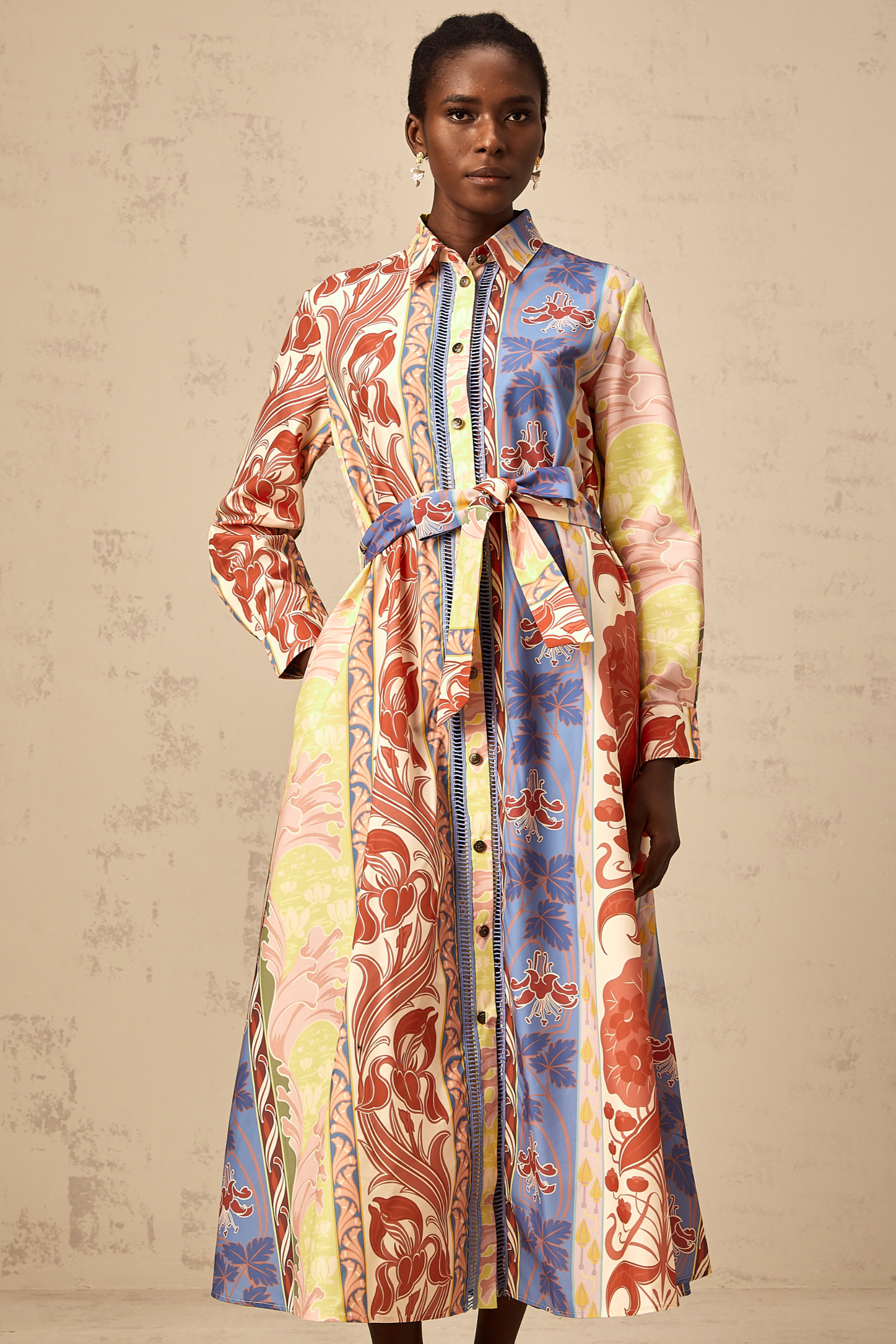 Ursula floral-print poplin midi shirt dress