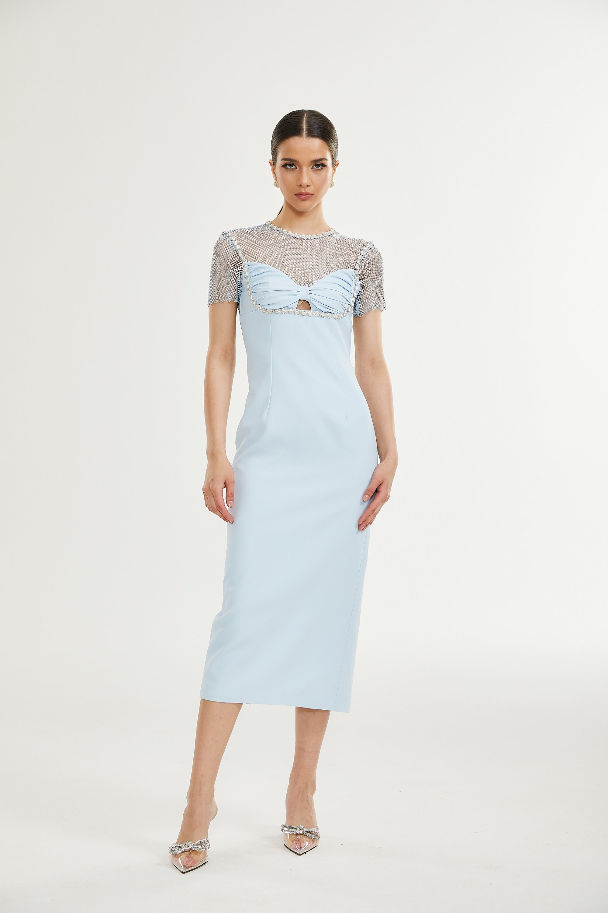 Lilas crystal-embellished midi dress