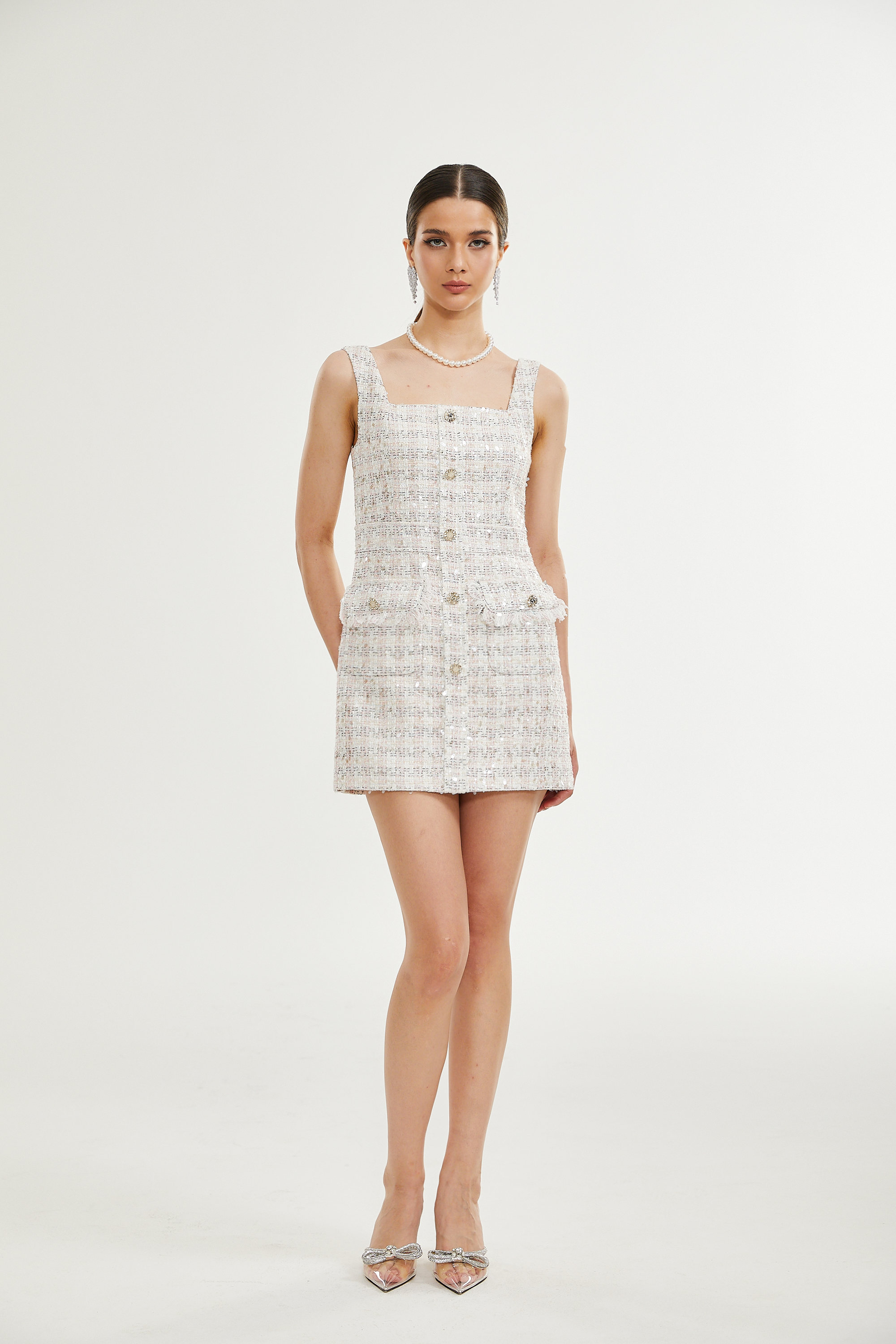 Stefania sequin-embellished tweed mini dress