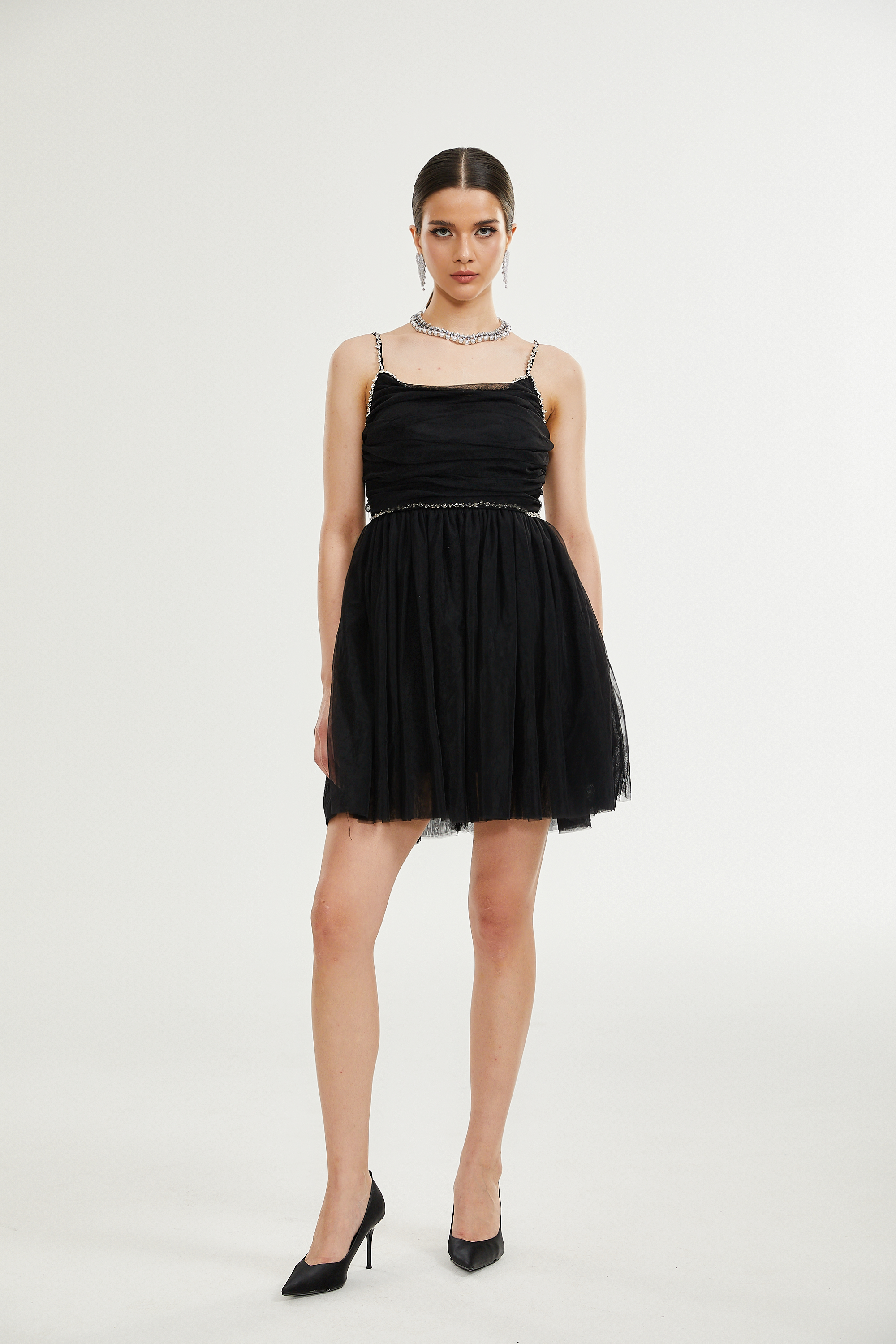 Catriona embellished tulle mini dress