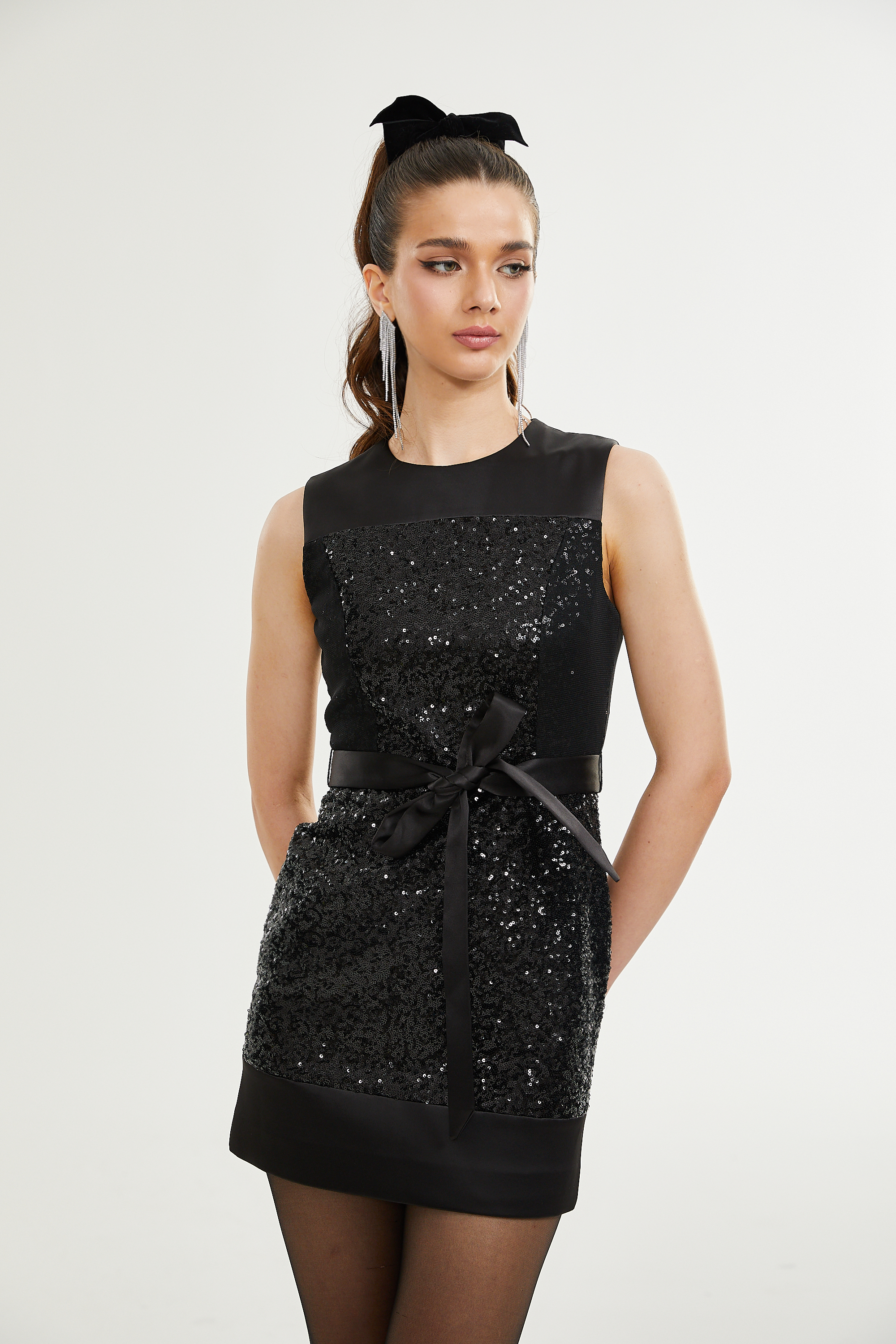 Milia sequinned tie-waist dress