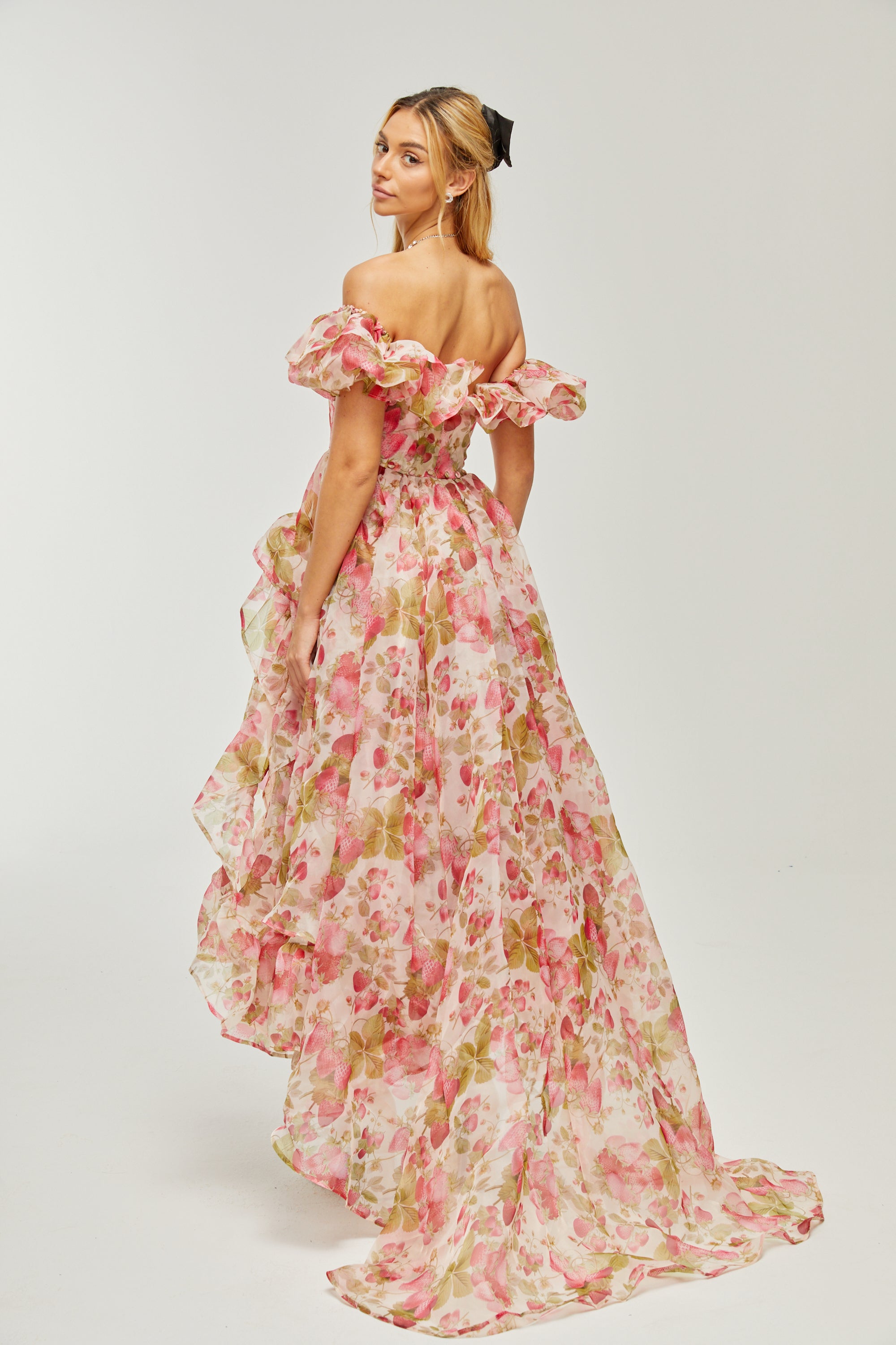 Geneviève fruit-print ruffled maxi dress