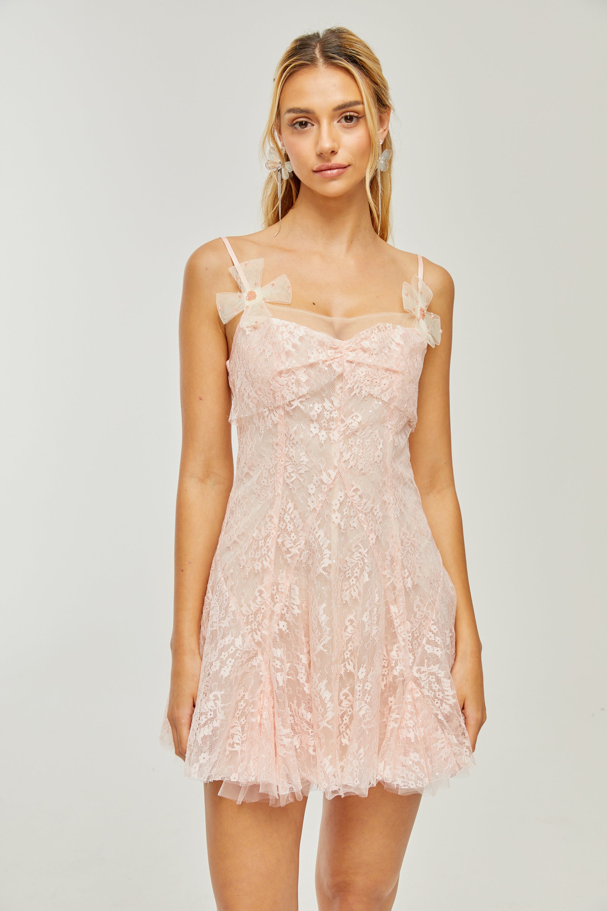 Safran pink lace mini dress