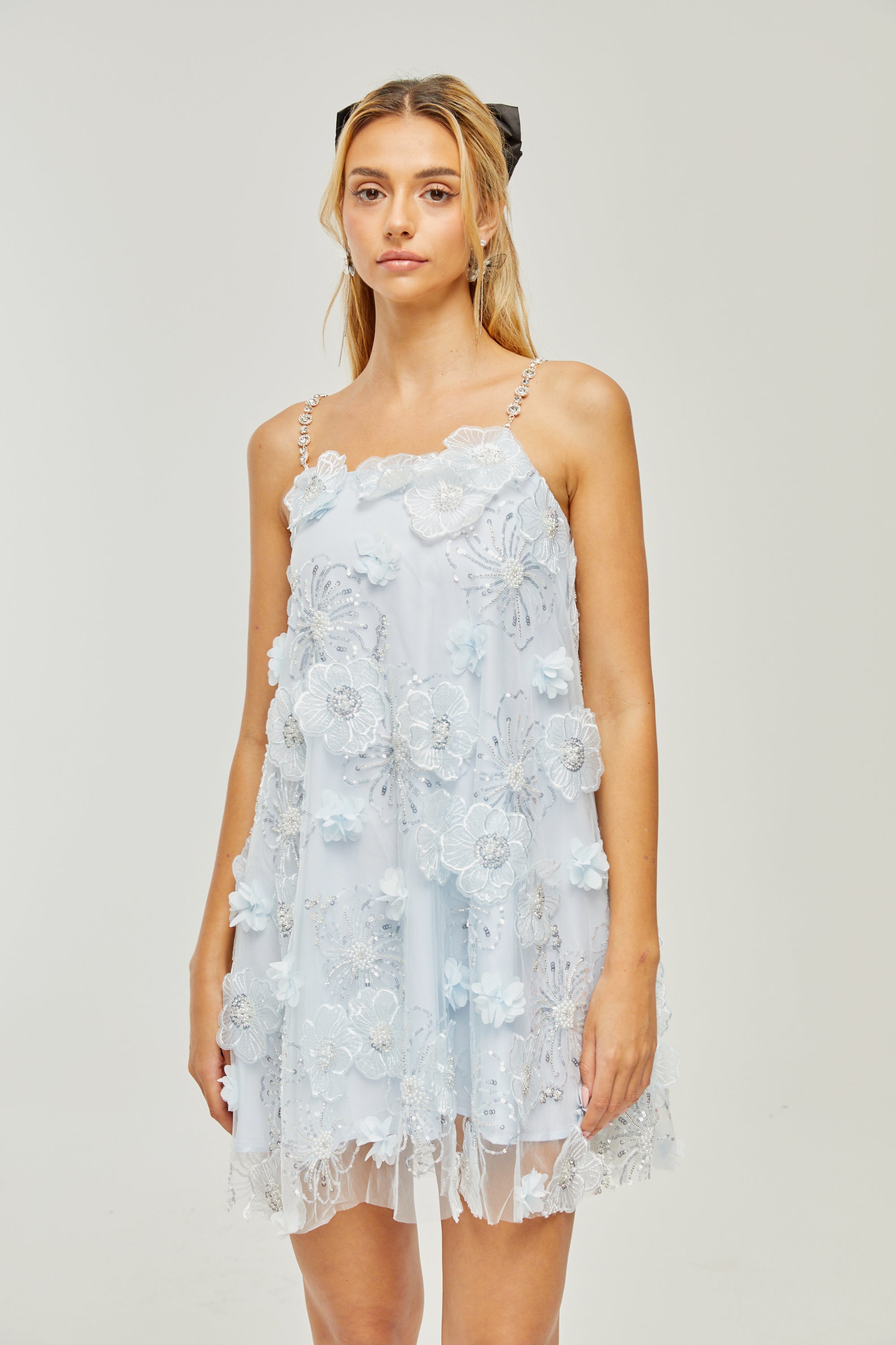 Suzette crystal-embellished floral mini dress