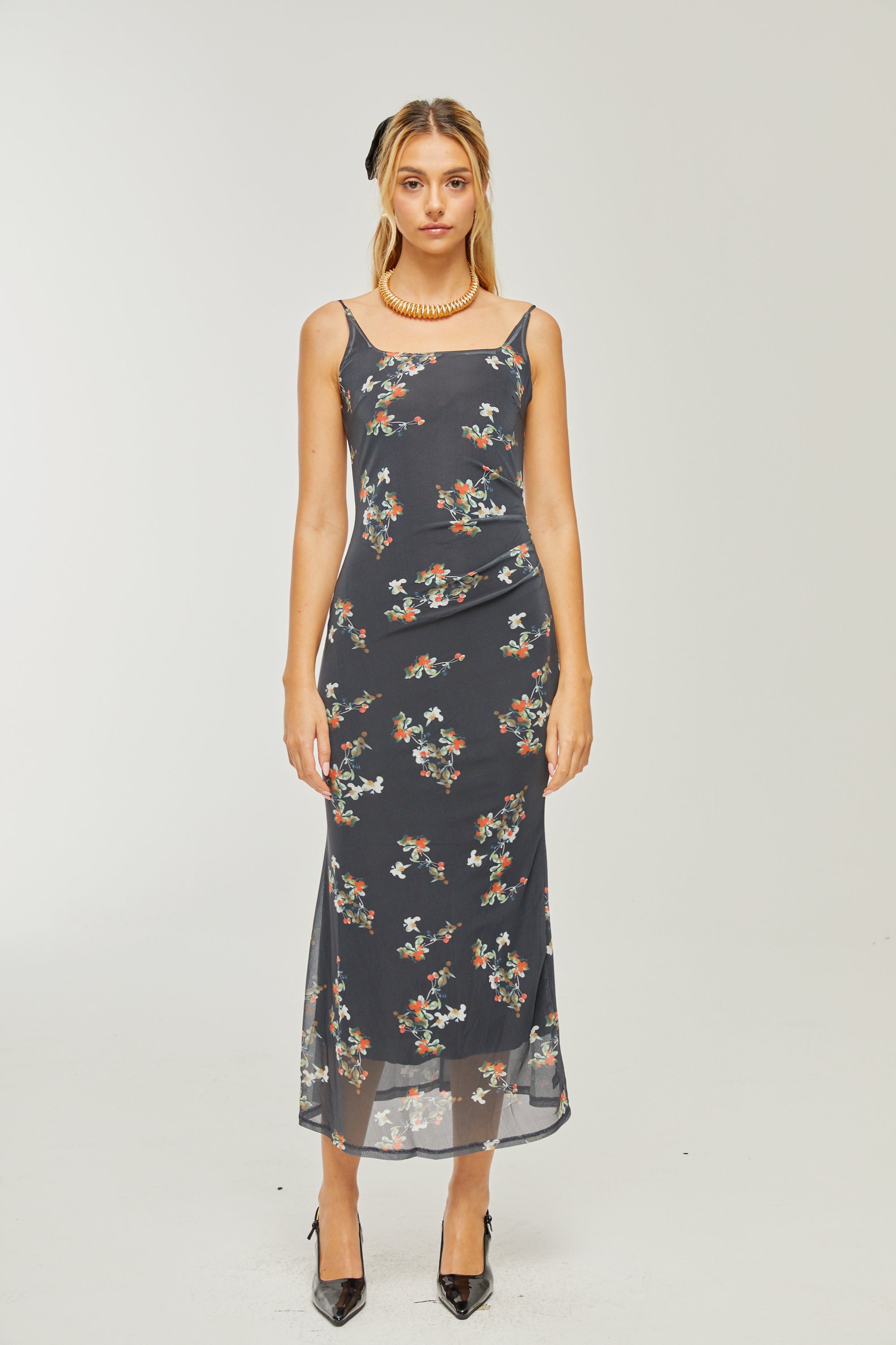 Renée floral-print layered midi dress