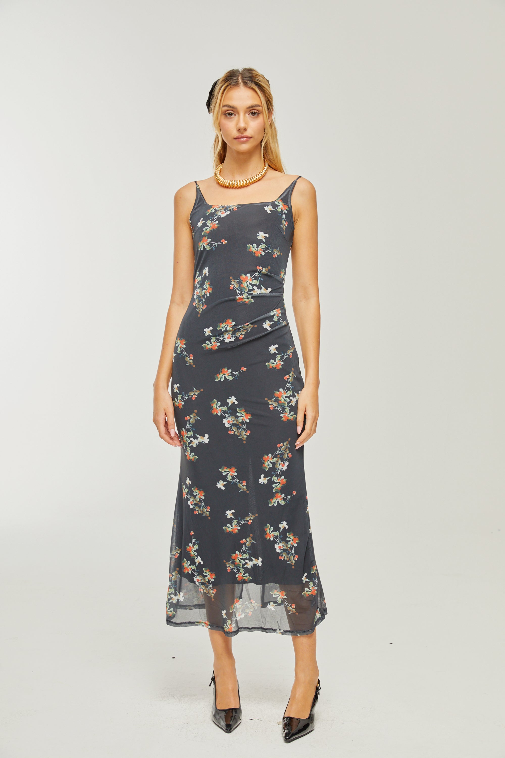 Renée floral-print layered midi dress