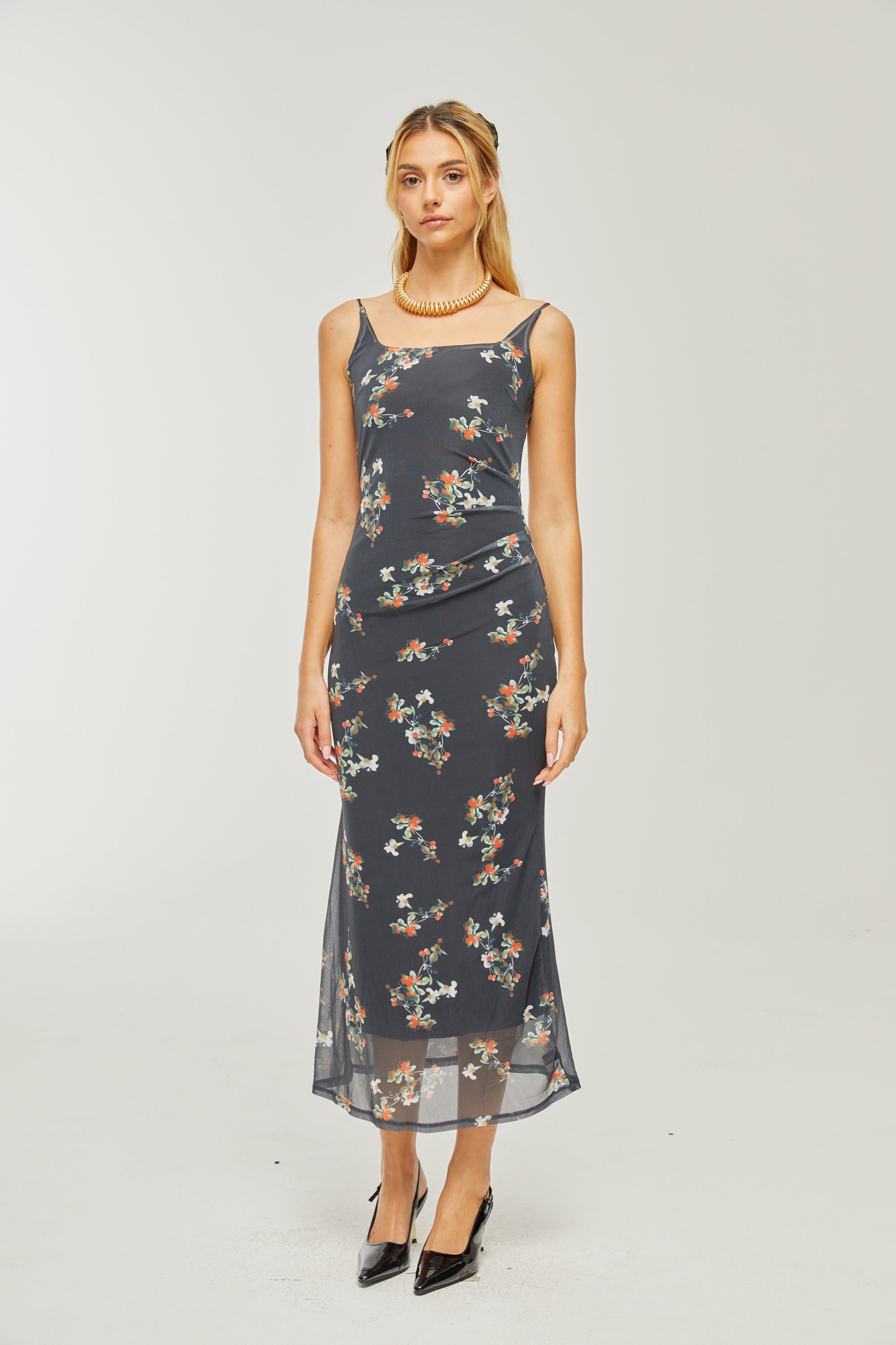 Renée floral-print layered midi dress