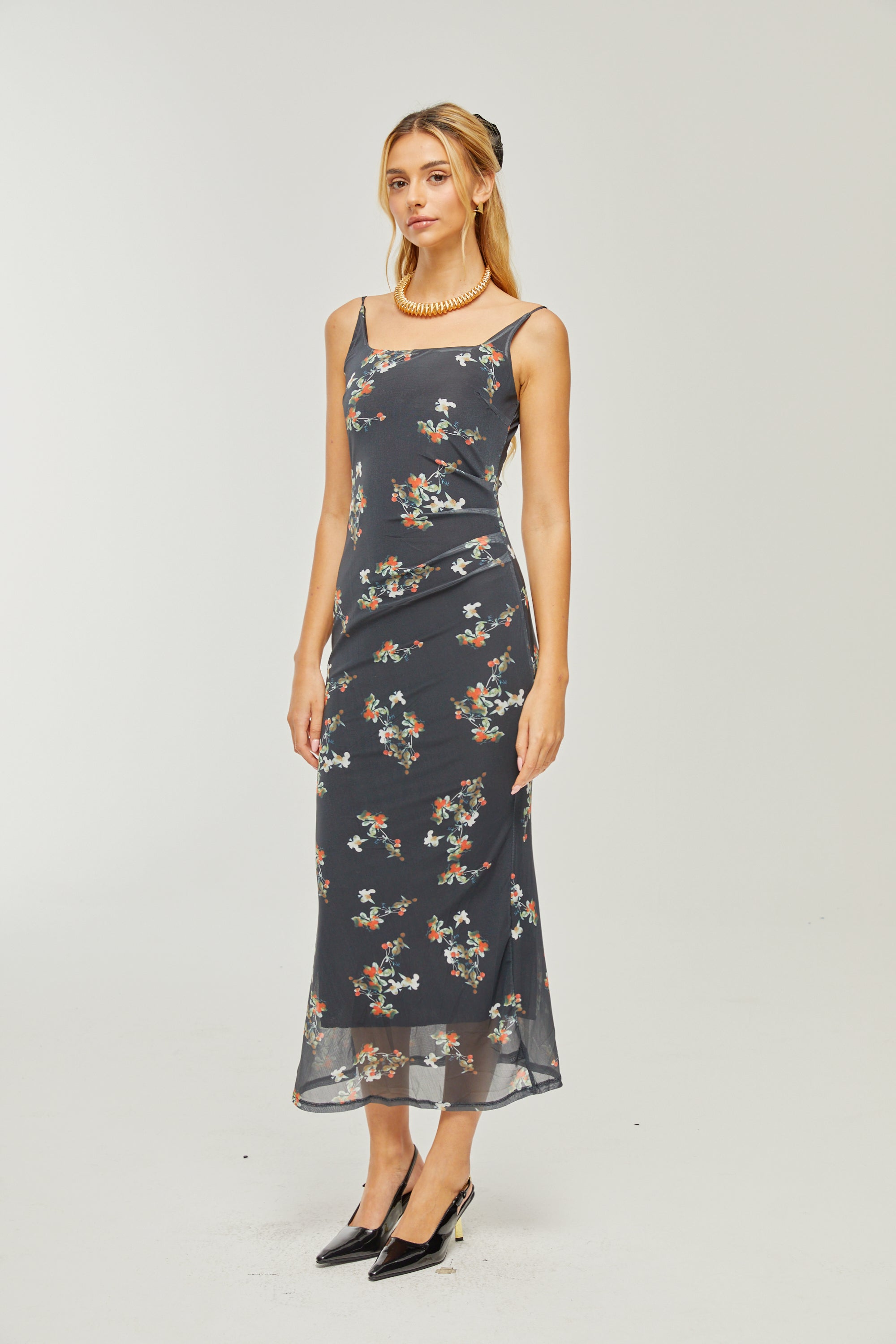 Renée floral-print layered midi dress