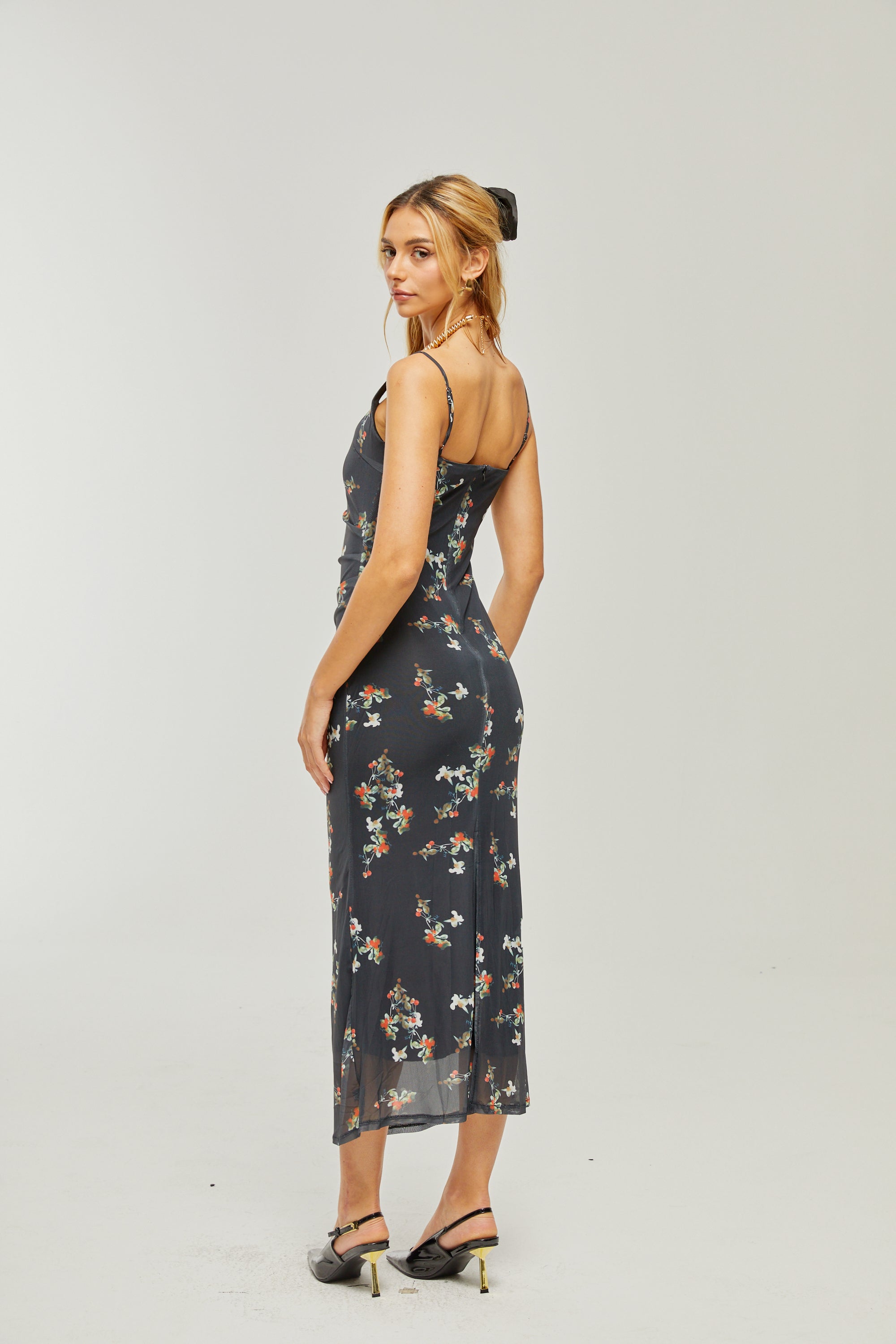 Renée floral-print layered midi dress