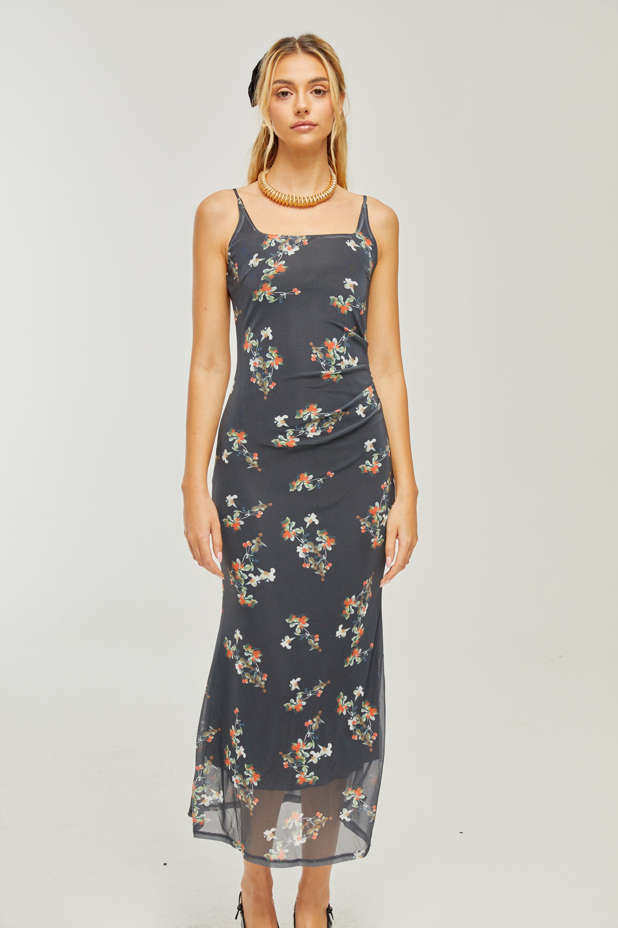 Renée floral-print layered midi dress