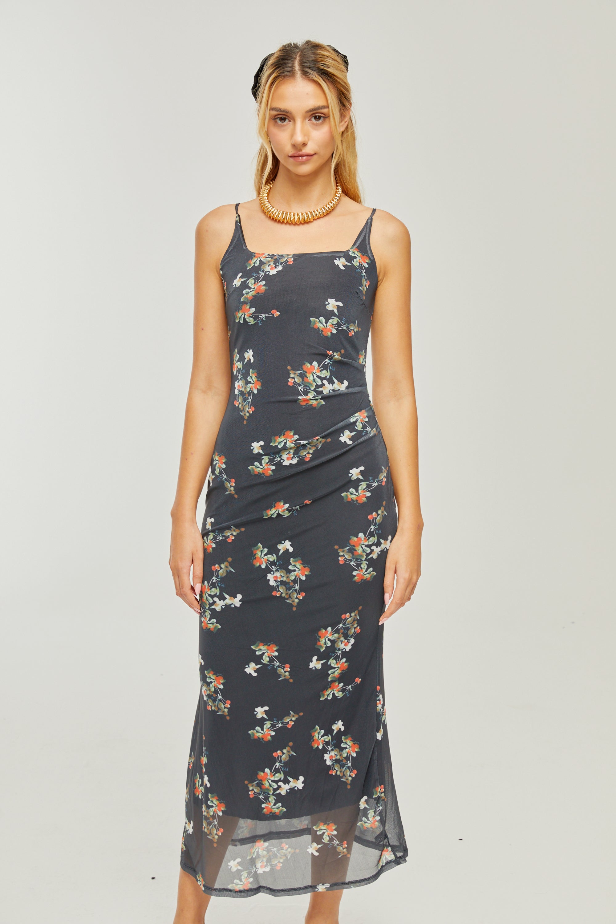 Renée floral-print layered midi dress