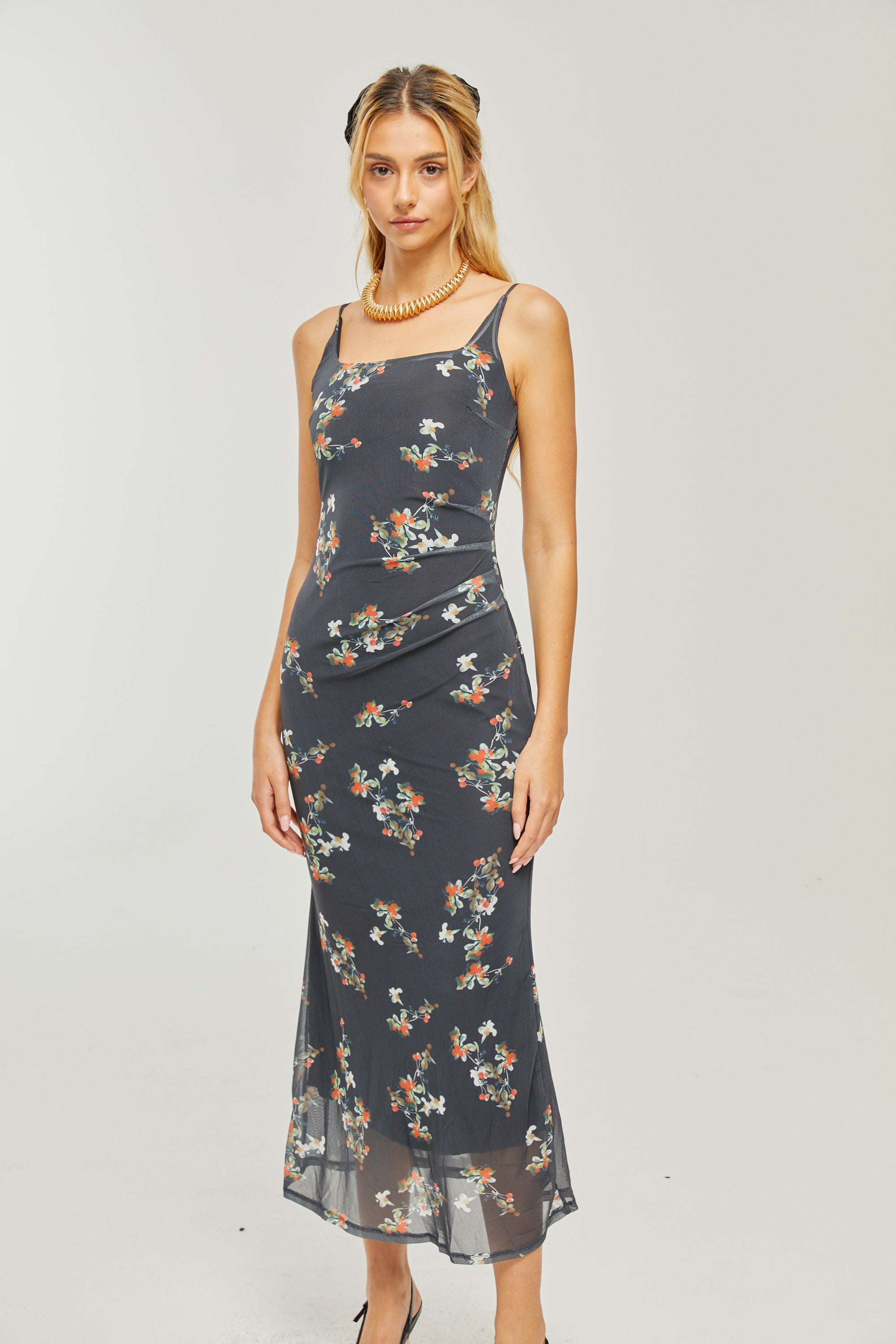 Renée floral-print layered midi dress