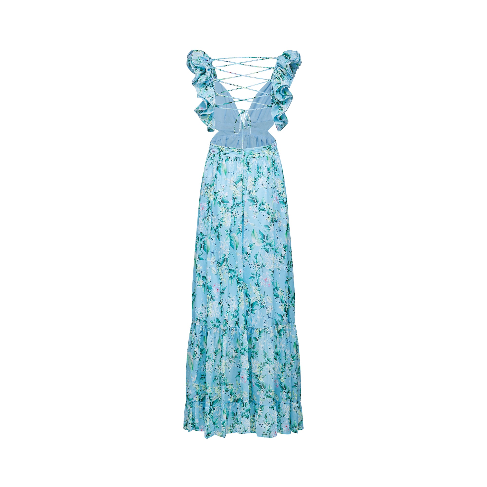 Adèle ruffle tiered floral cut-out maxi dress