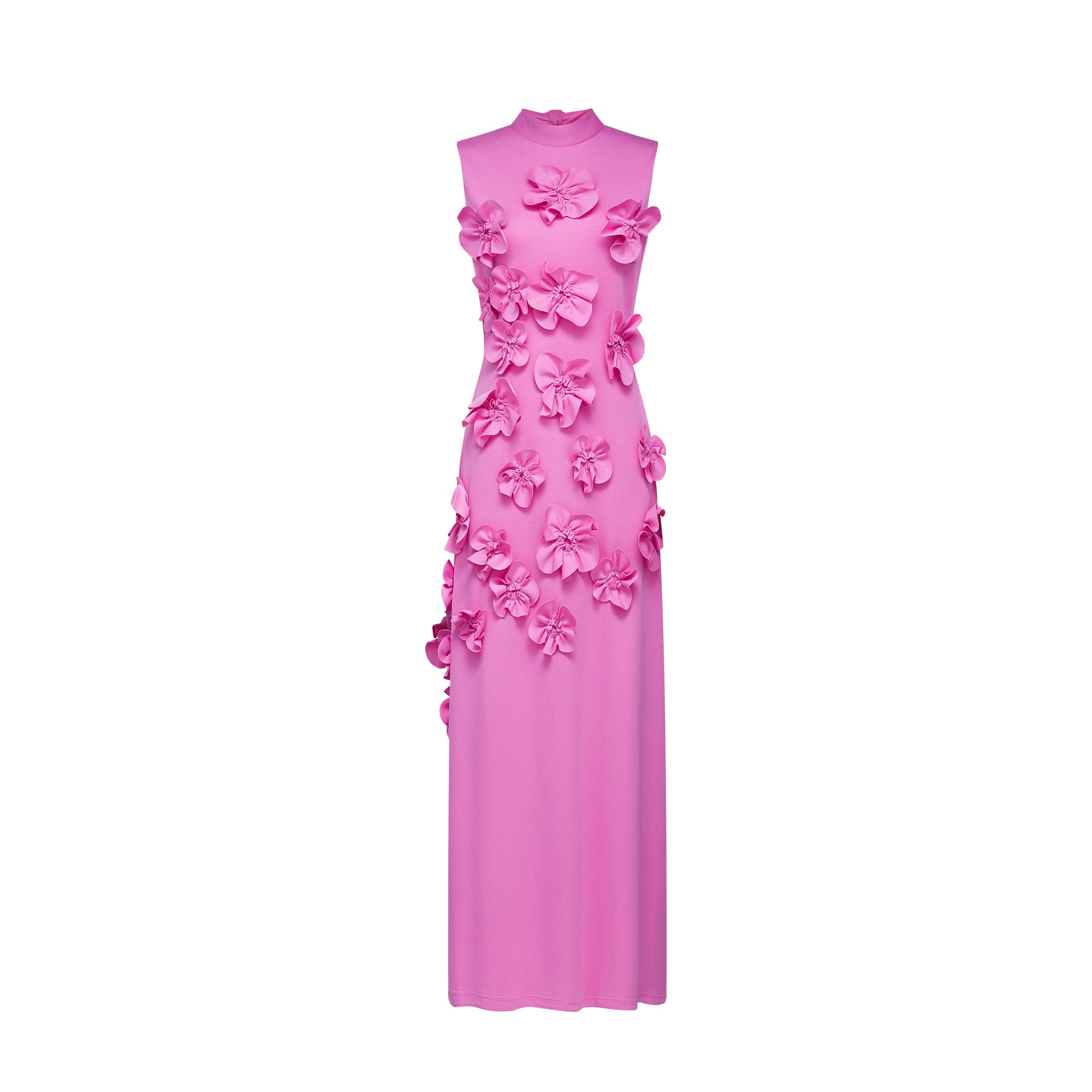 Magali bow-tie faux-flower embellished midi dress in Pink