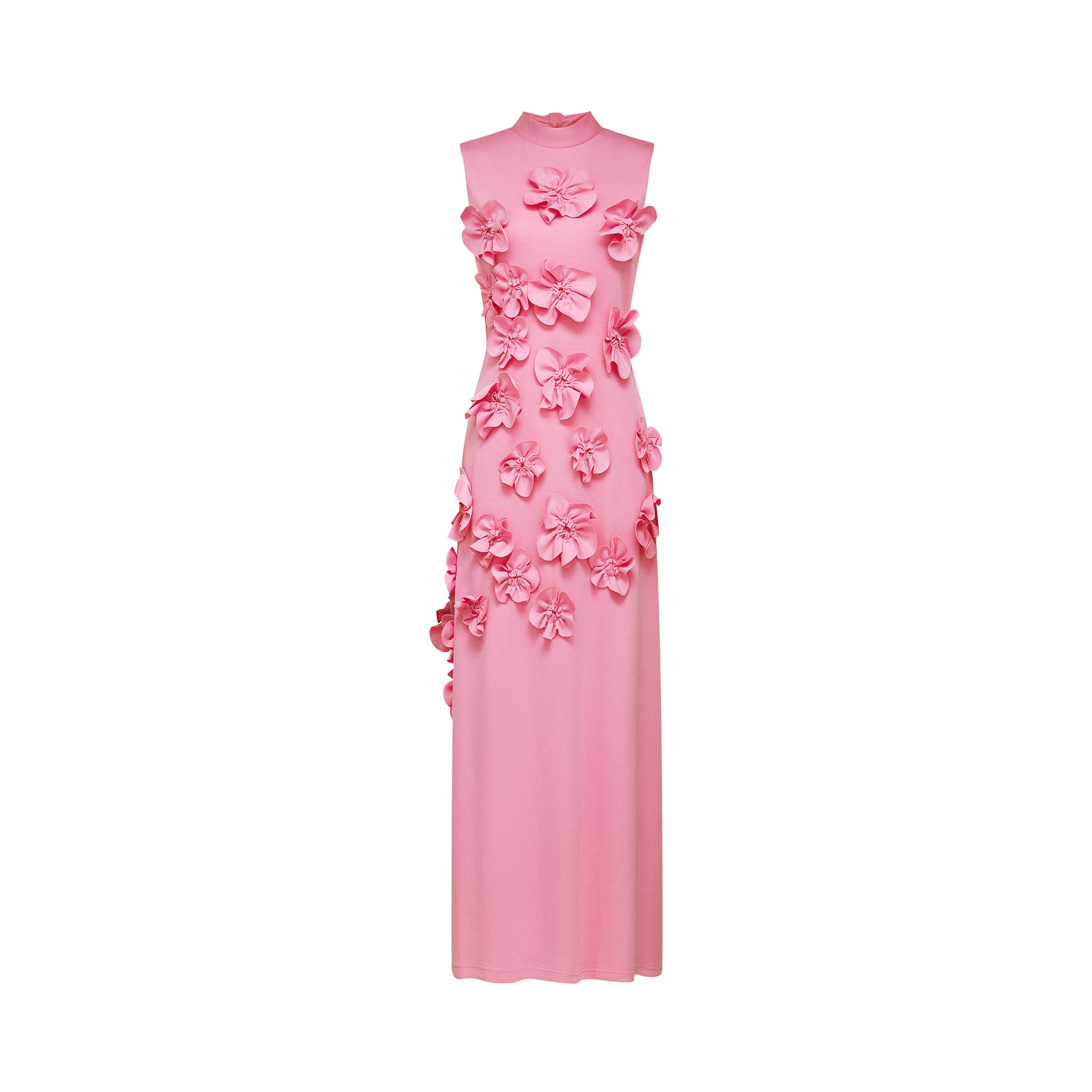 Magali bow-tie faux-flower embellished sleeveless maxi dress in Pink