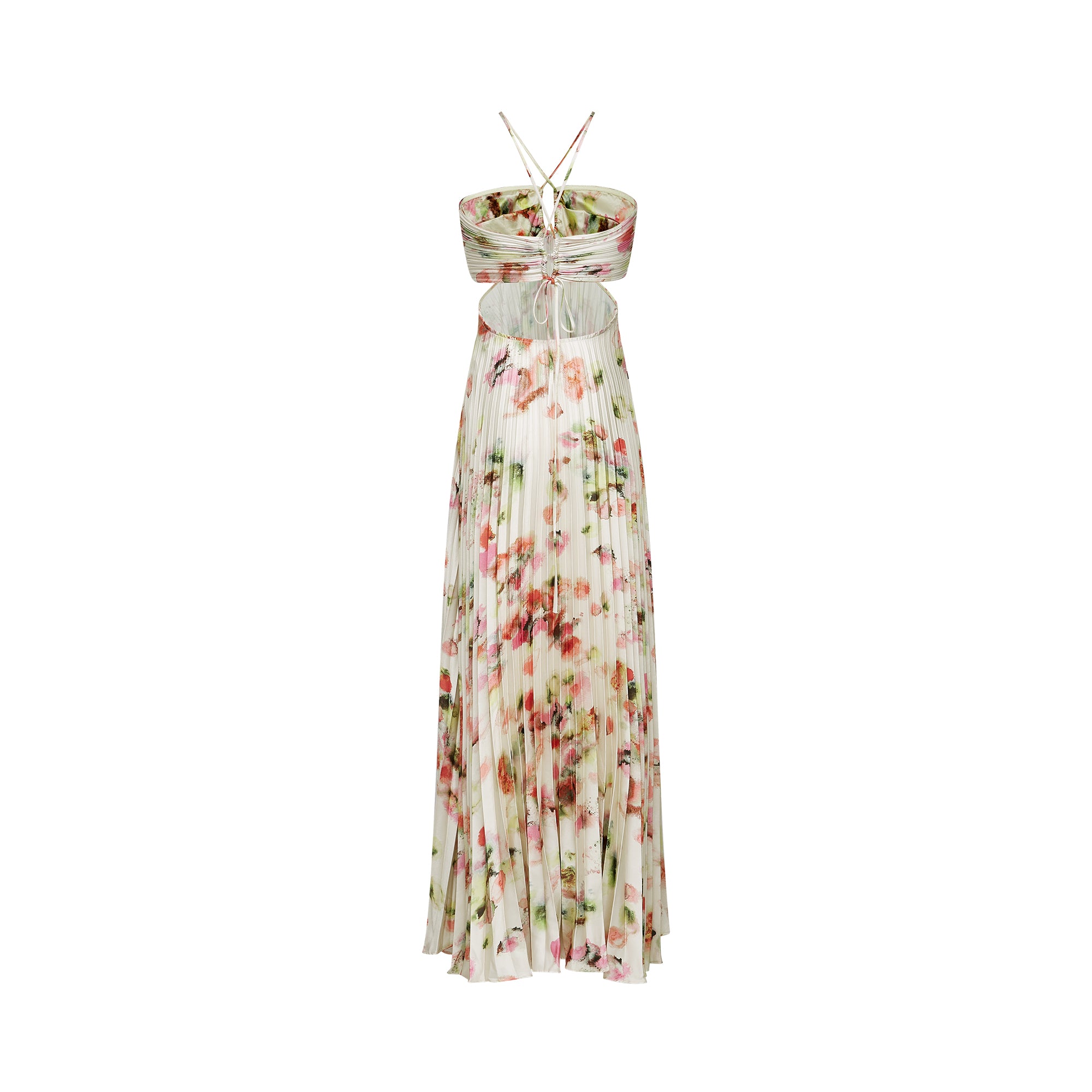 Andréa cut-out floral-print pleated maxi dress