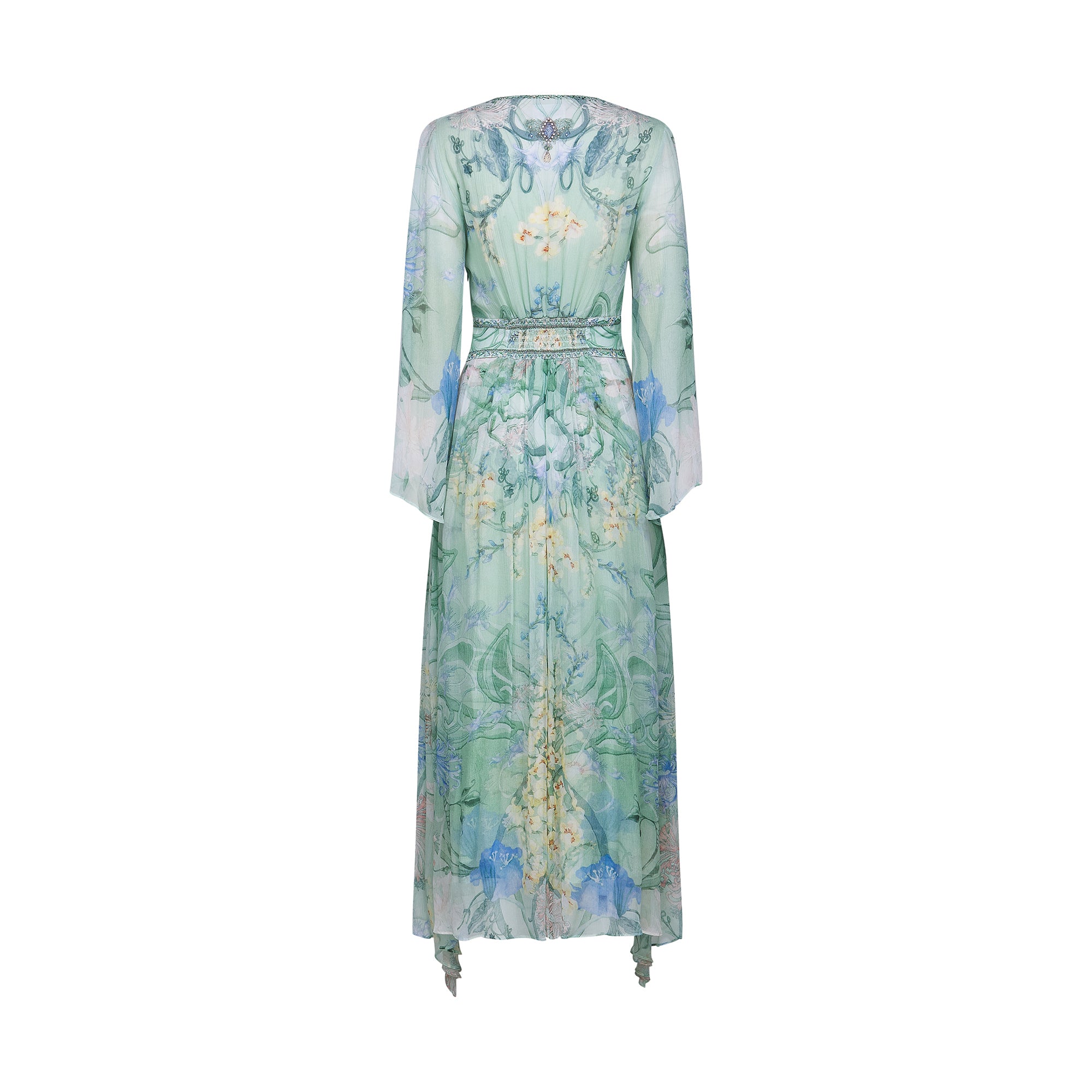 Emmelina crystal-embellished floral-print midi dress