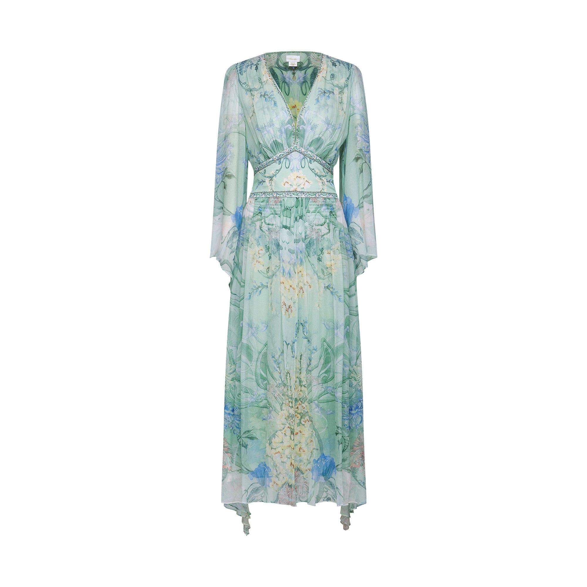 Emmelina crystal-embellished floral-print midi dress