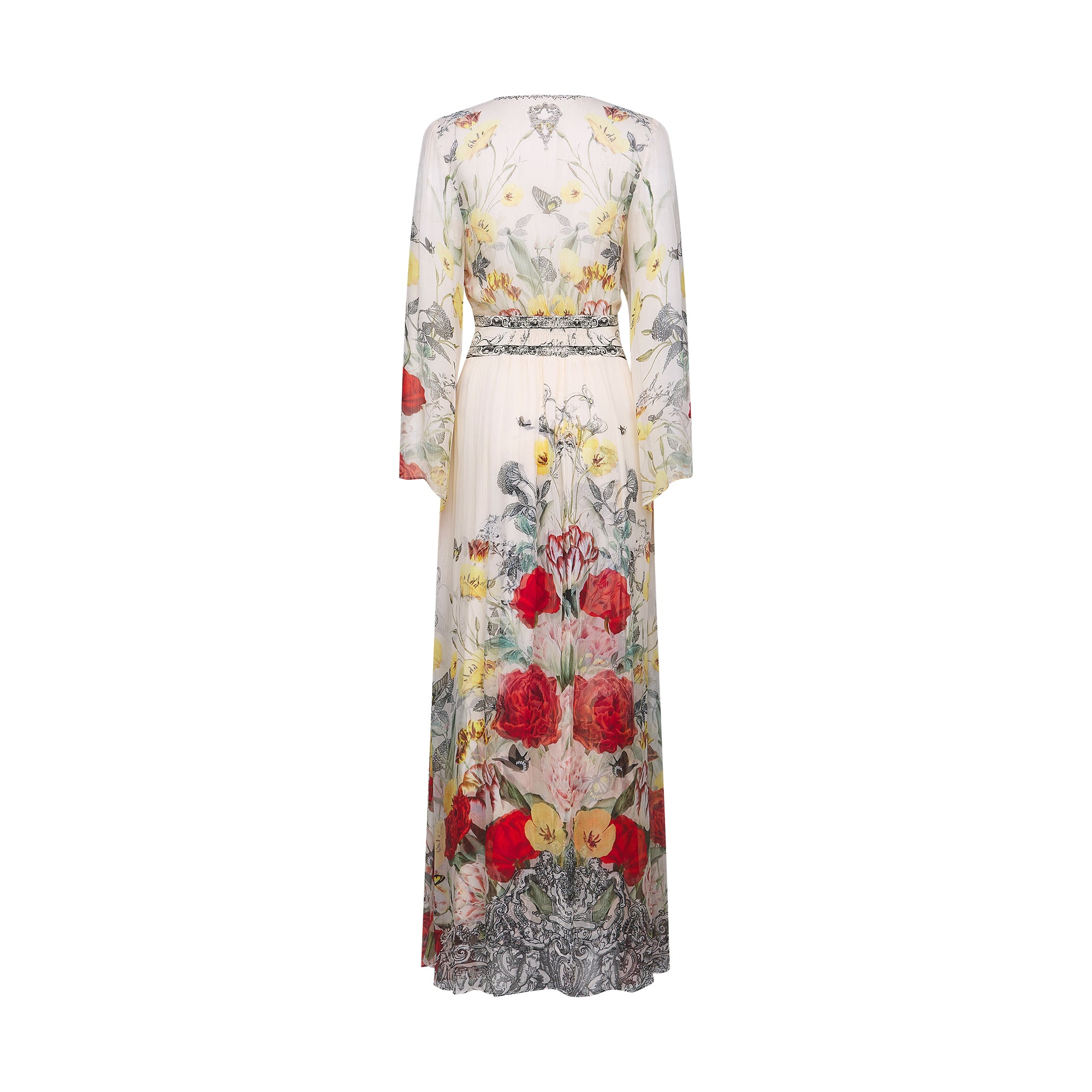 Cora flared-sleeve floral maxi dress