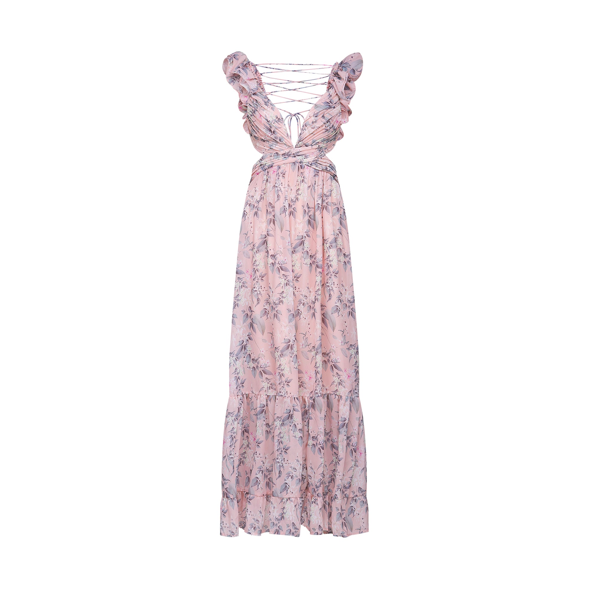 Véronique cut-out floral printed maxi dress