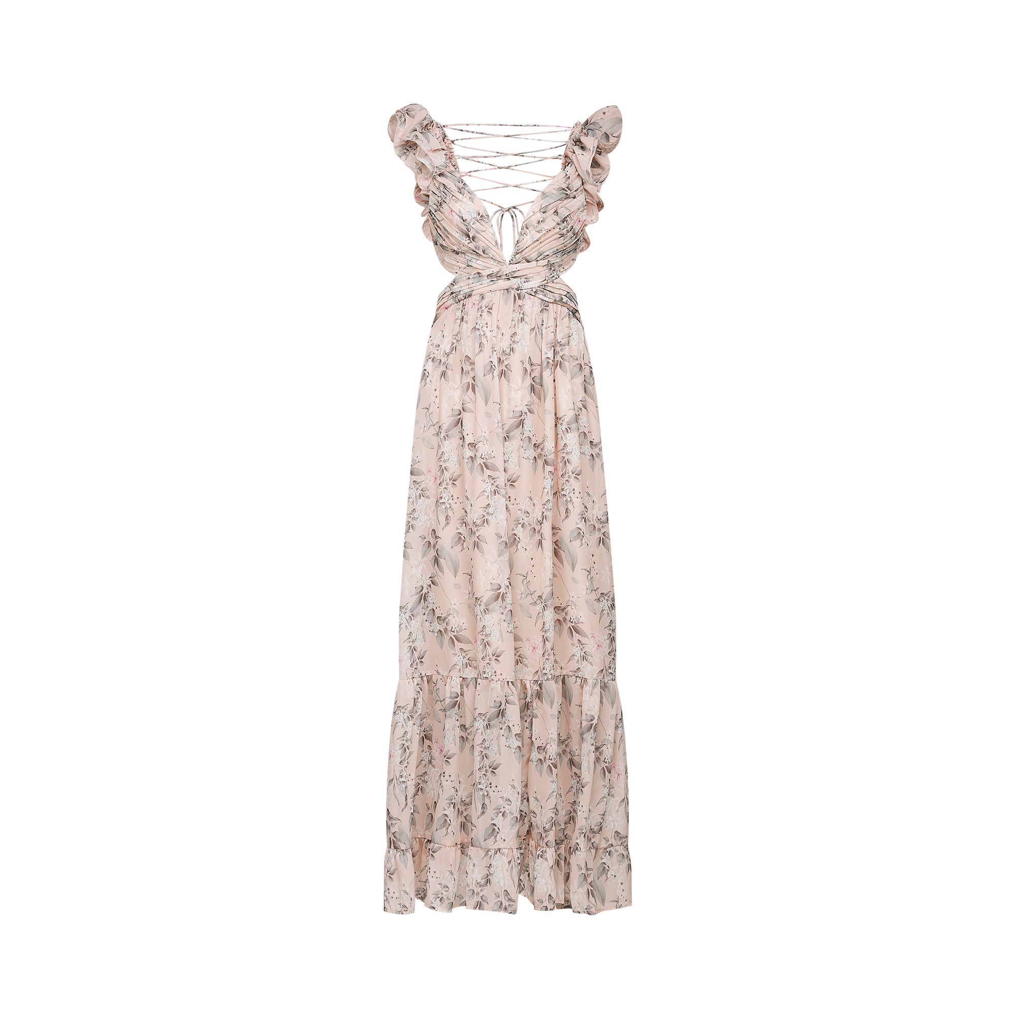 Véronique cut-out floral-print maxi dress