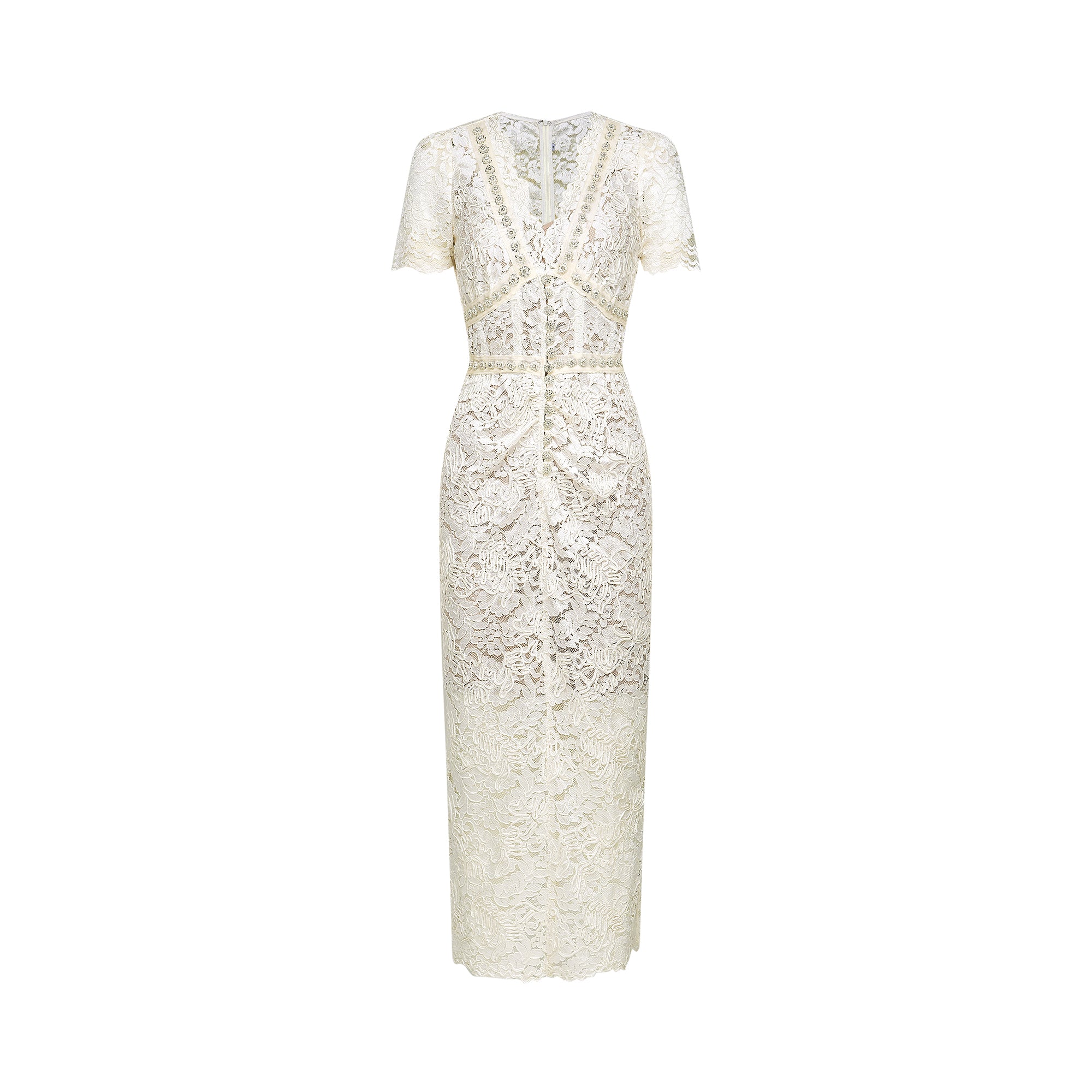 Kalena embellished lace midi dress