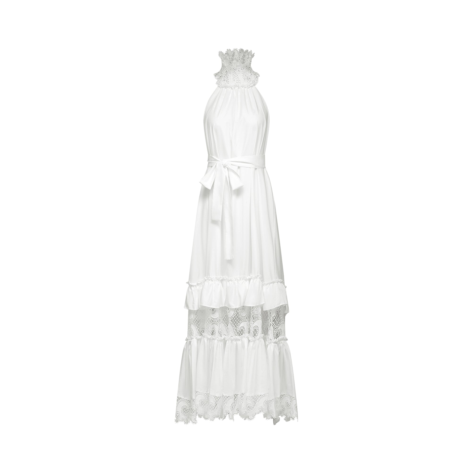 Neri white guipure-lace midi dress