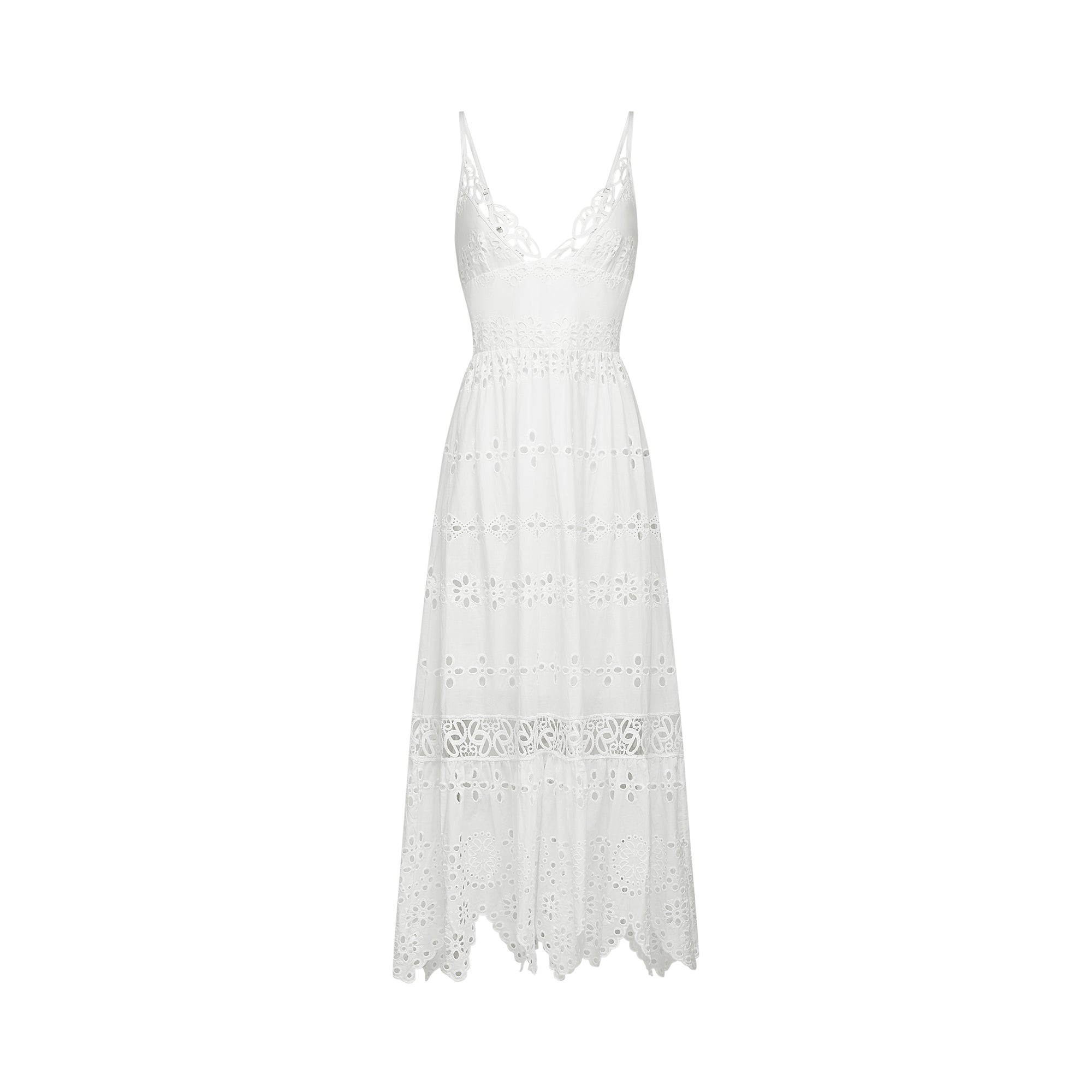 Coquette V-neck embroidered maxi dress