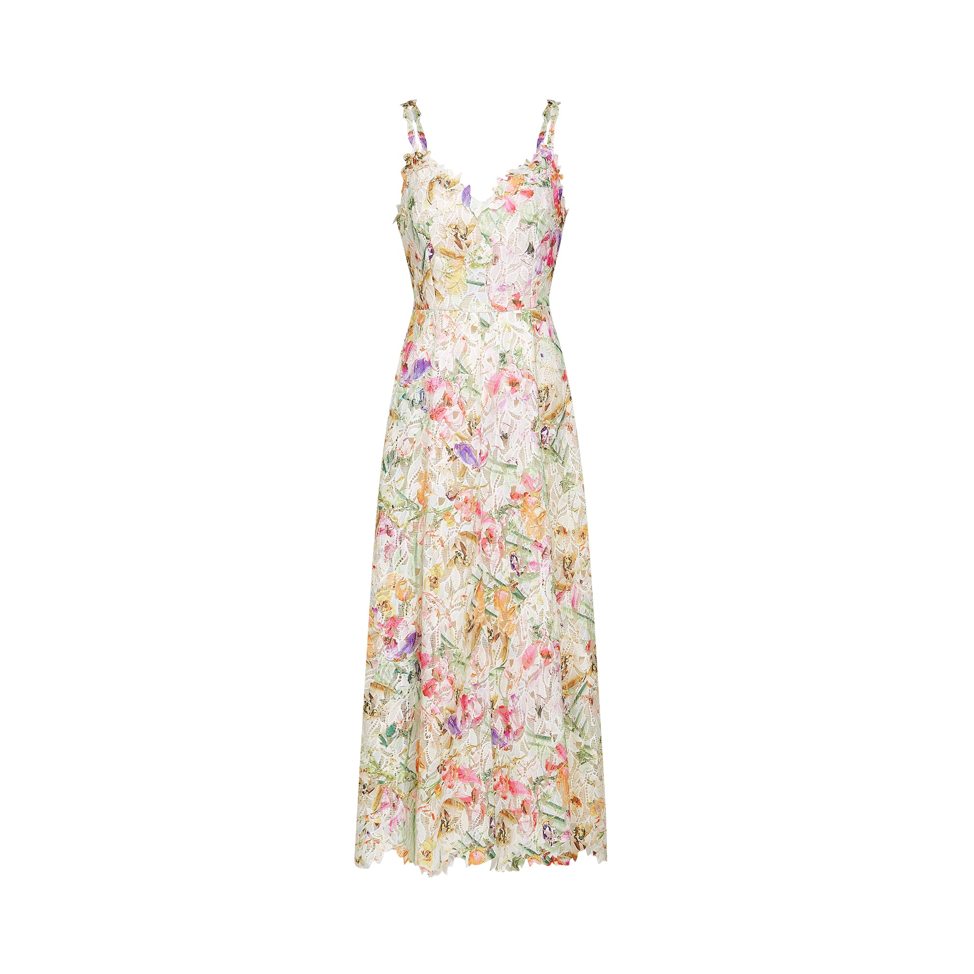 Enora lace floral embroidered midi dress