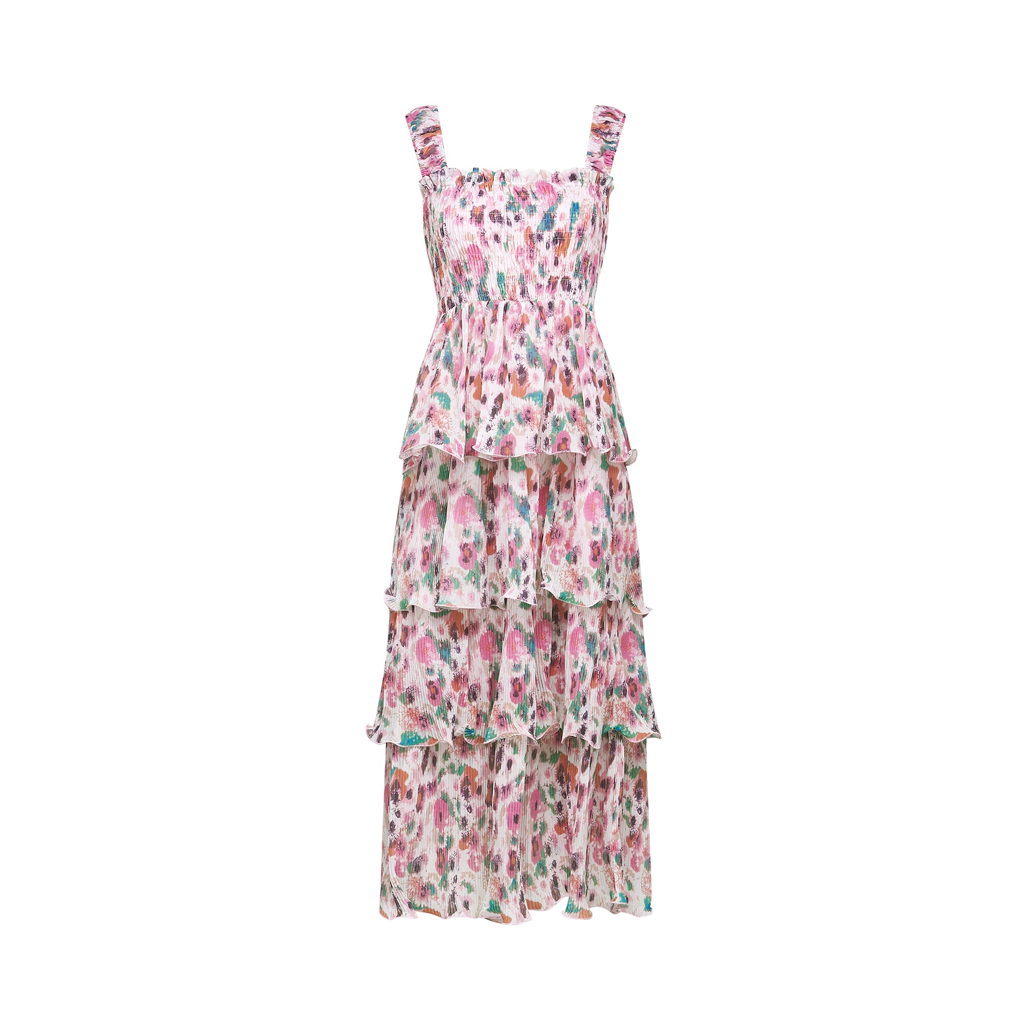 Coline layered floral-print pleated midi dress