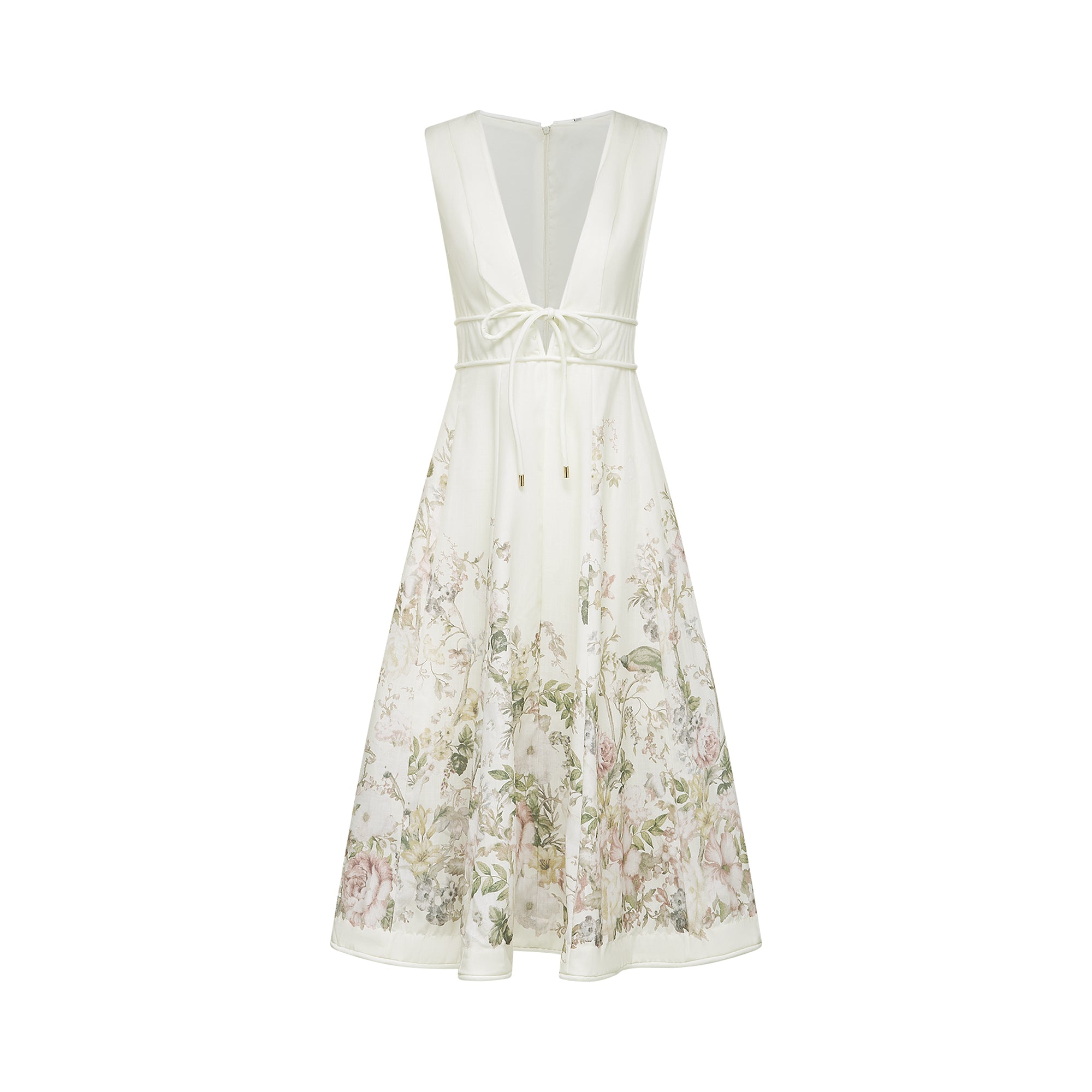 Sonia floral-print sleeveless midi dress in White