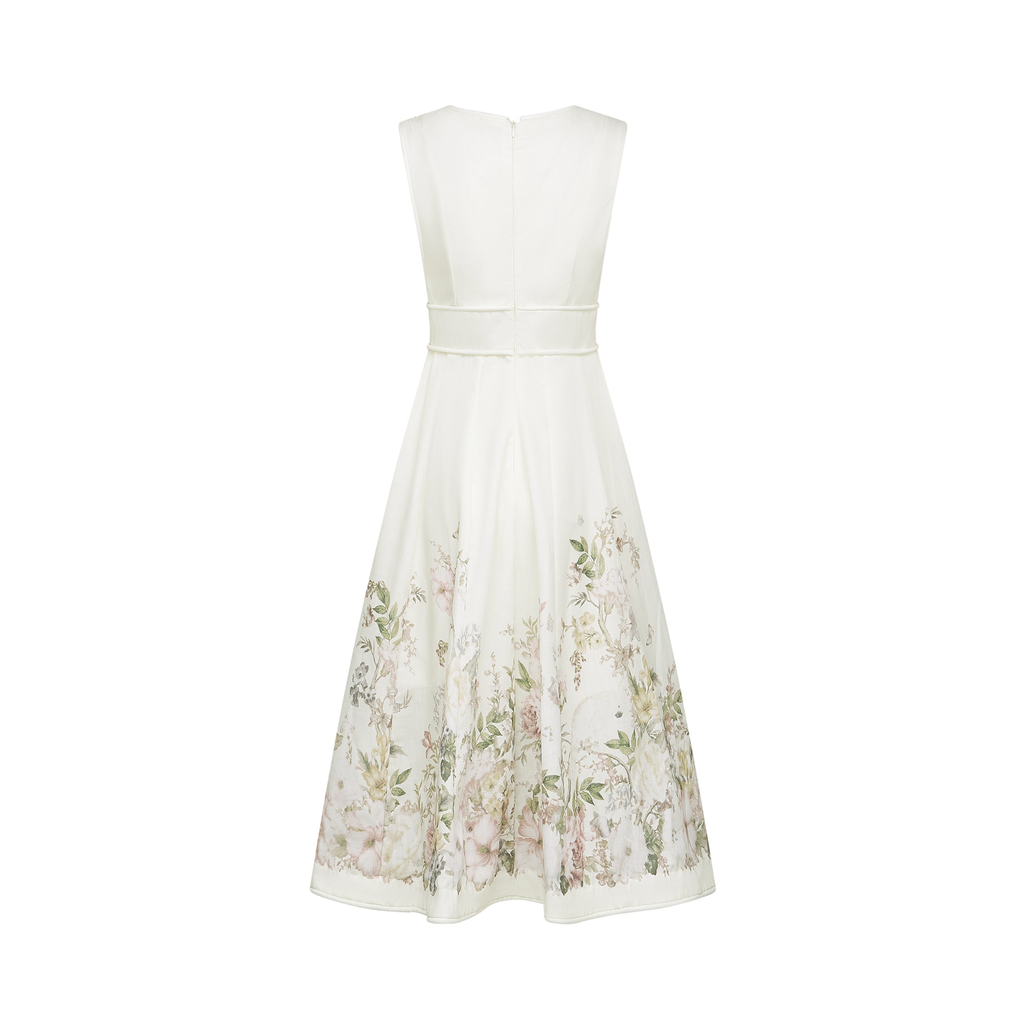 Sonia floral-print sleeveless midi dress in White