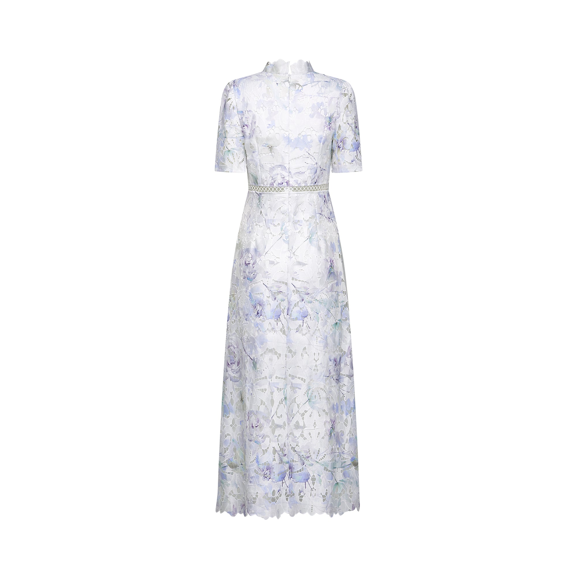 Blanche floral-print lace cut-out midi dress