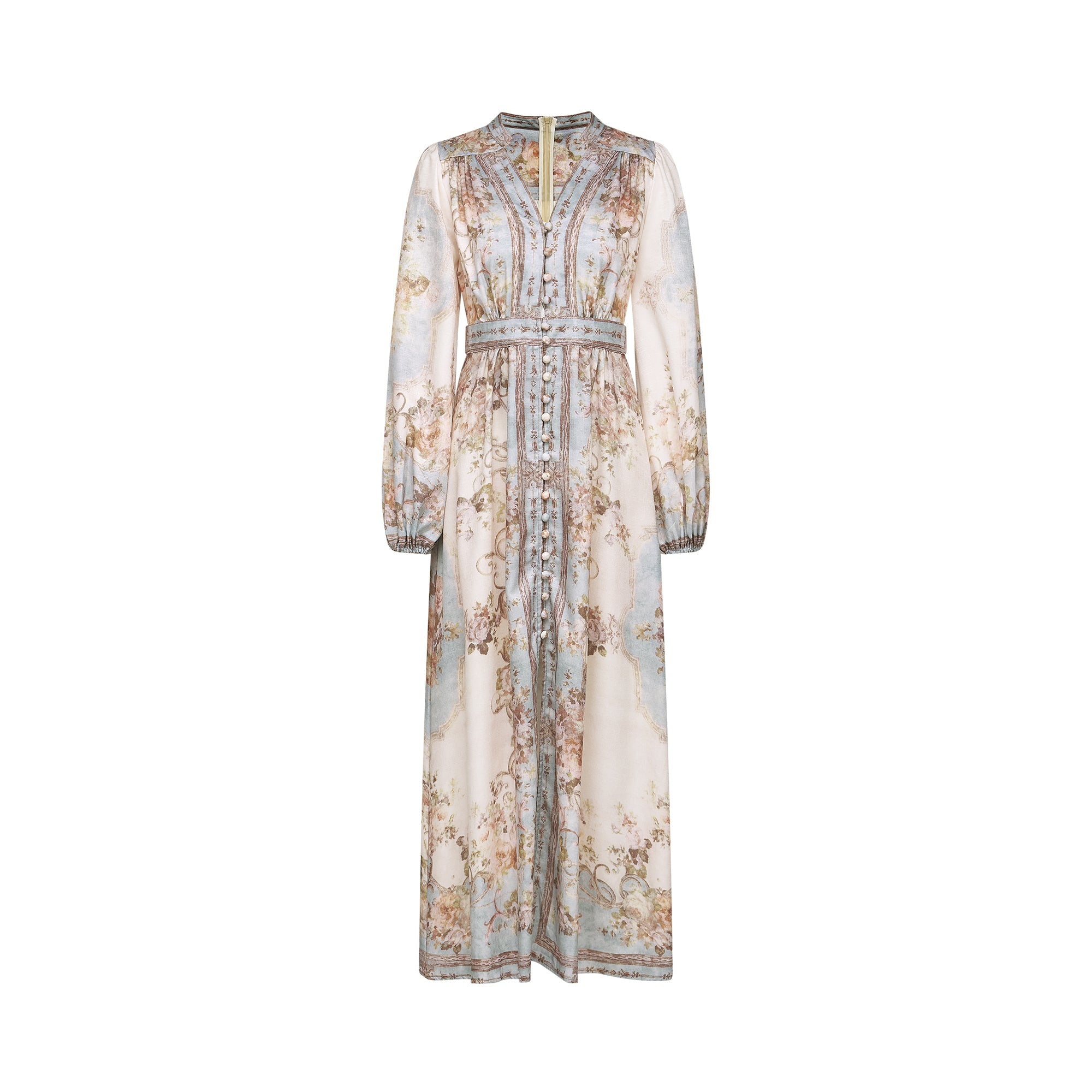 Camille floral-print long-sleeve boho dress