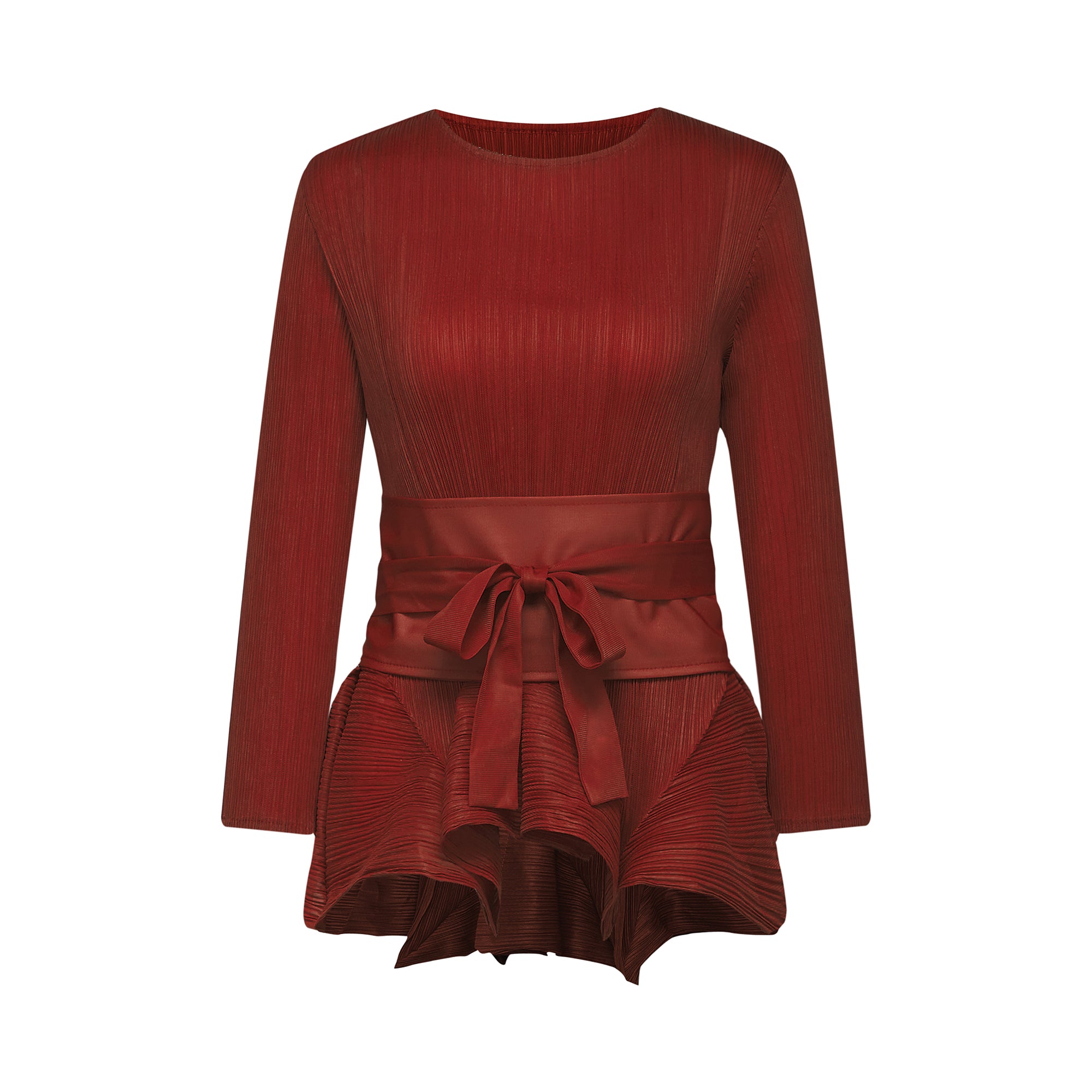 Margaux bow-tie embellished pleated top & skirt matching set