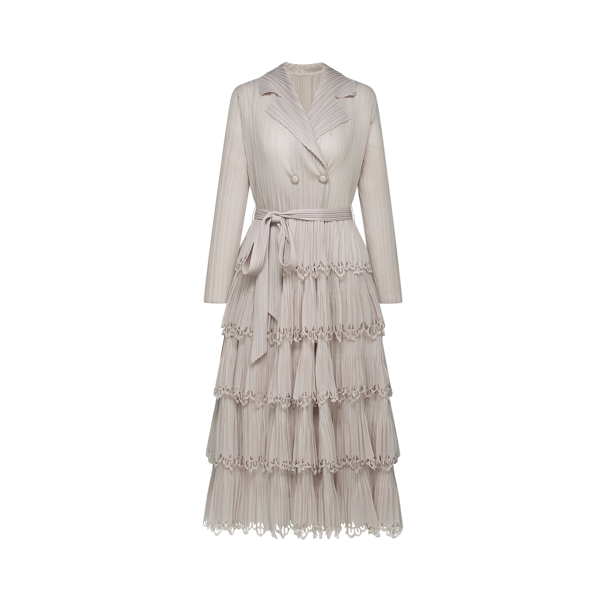 Marjolaine tiered pleated midi dress