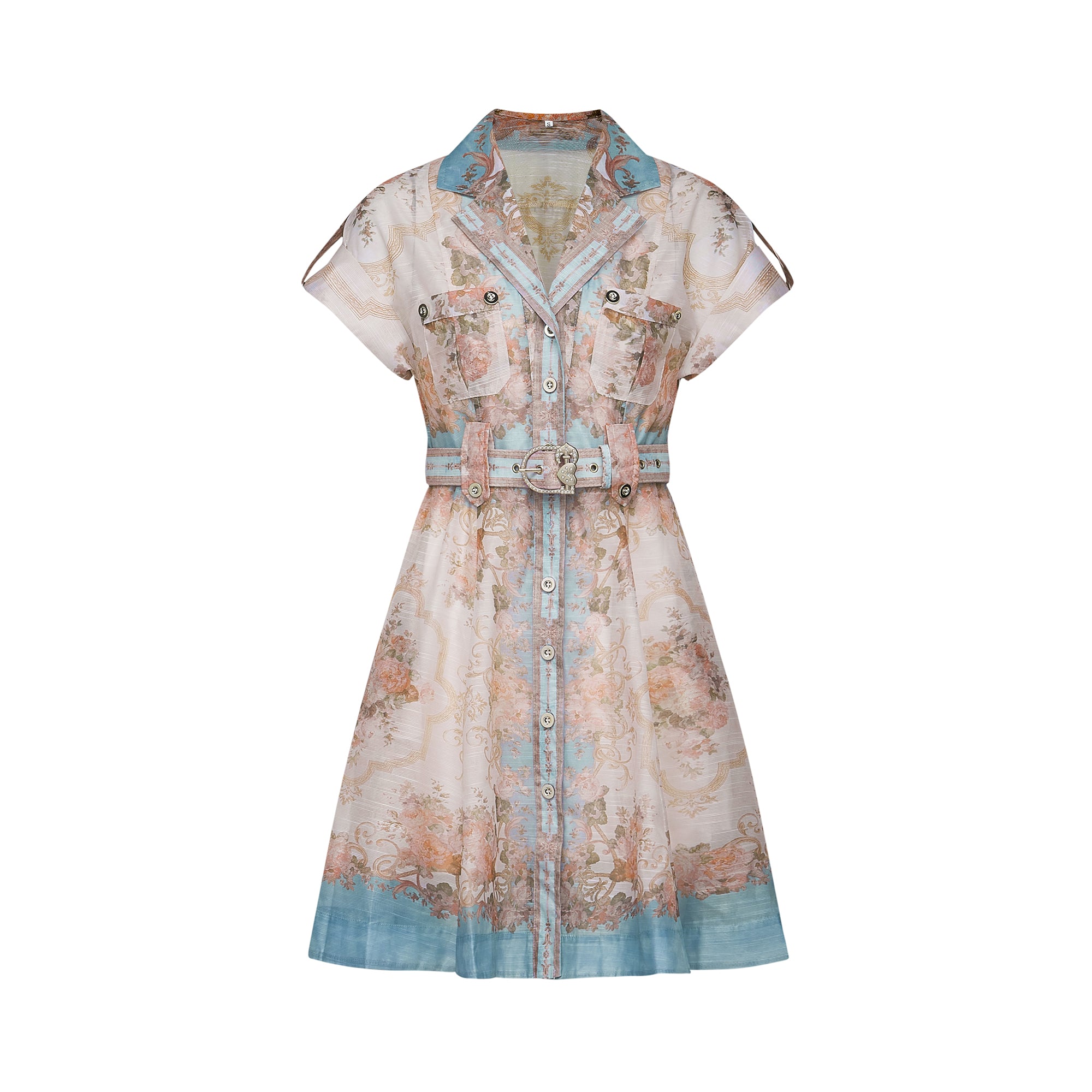 Juliette floral-print belted mini dress